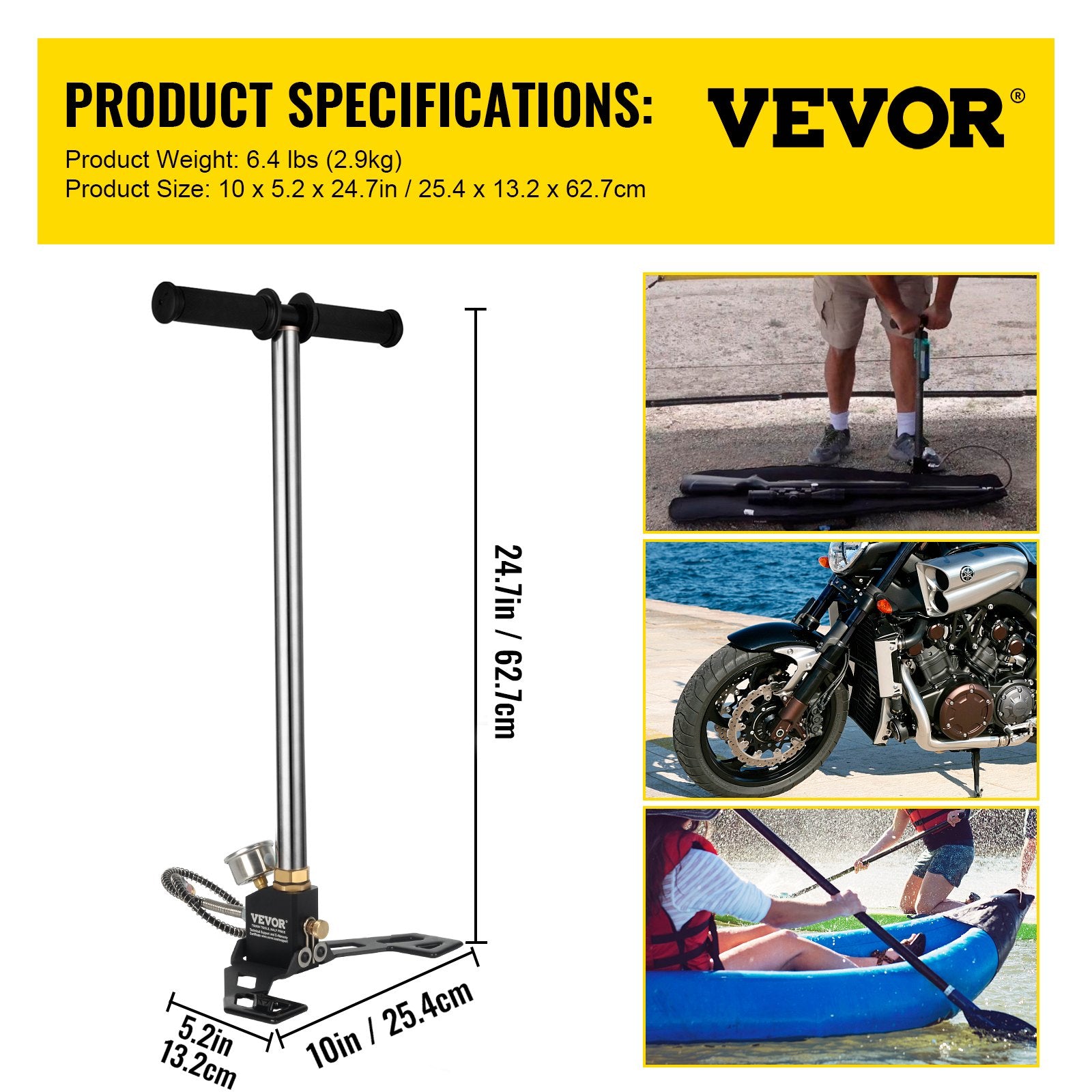 Portable High Pressure 3 Stage Hand Pump 4500 PSI PCP Air Pump