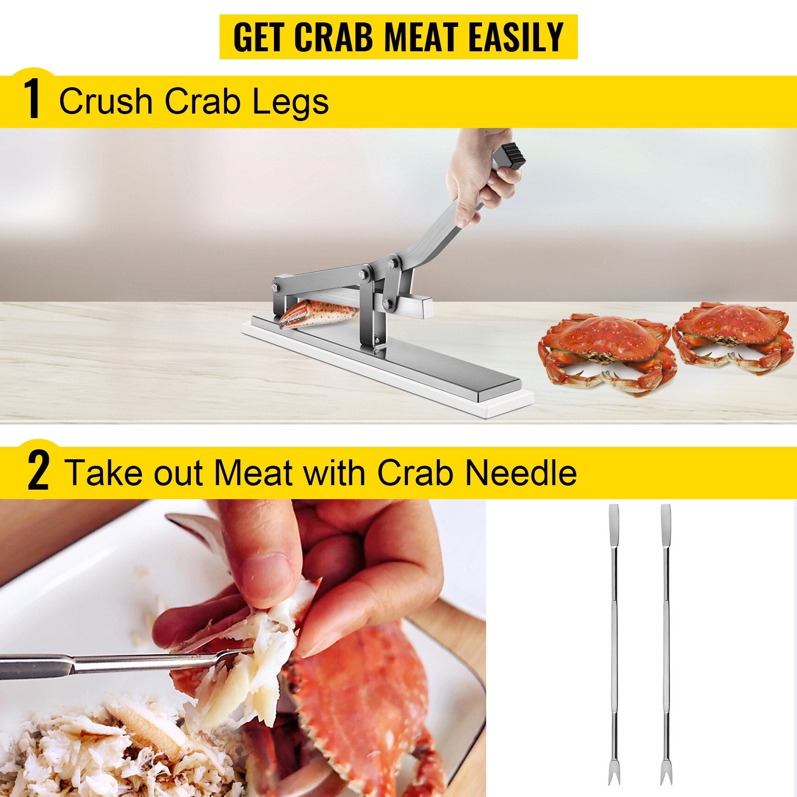 Stone Crab Cracker 2 Seafood Picks Aluminum Stainless Steel Lobster Crab Tools