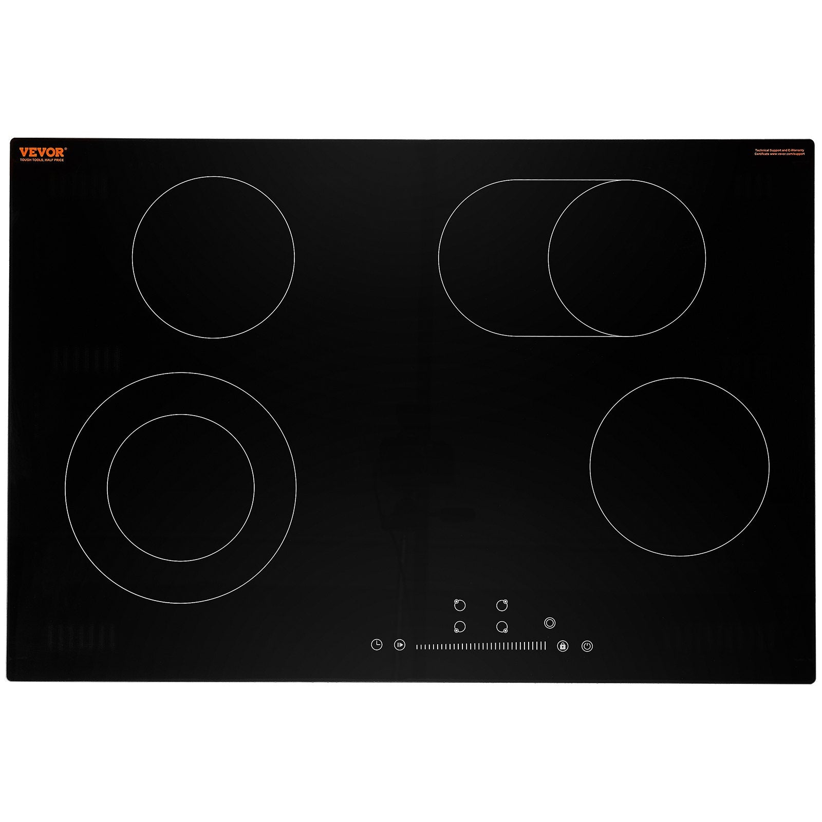 30" 4-Burner Electric Cooktop 7200W Ceramic Top Touch Control Child Lock