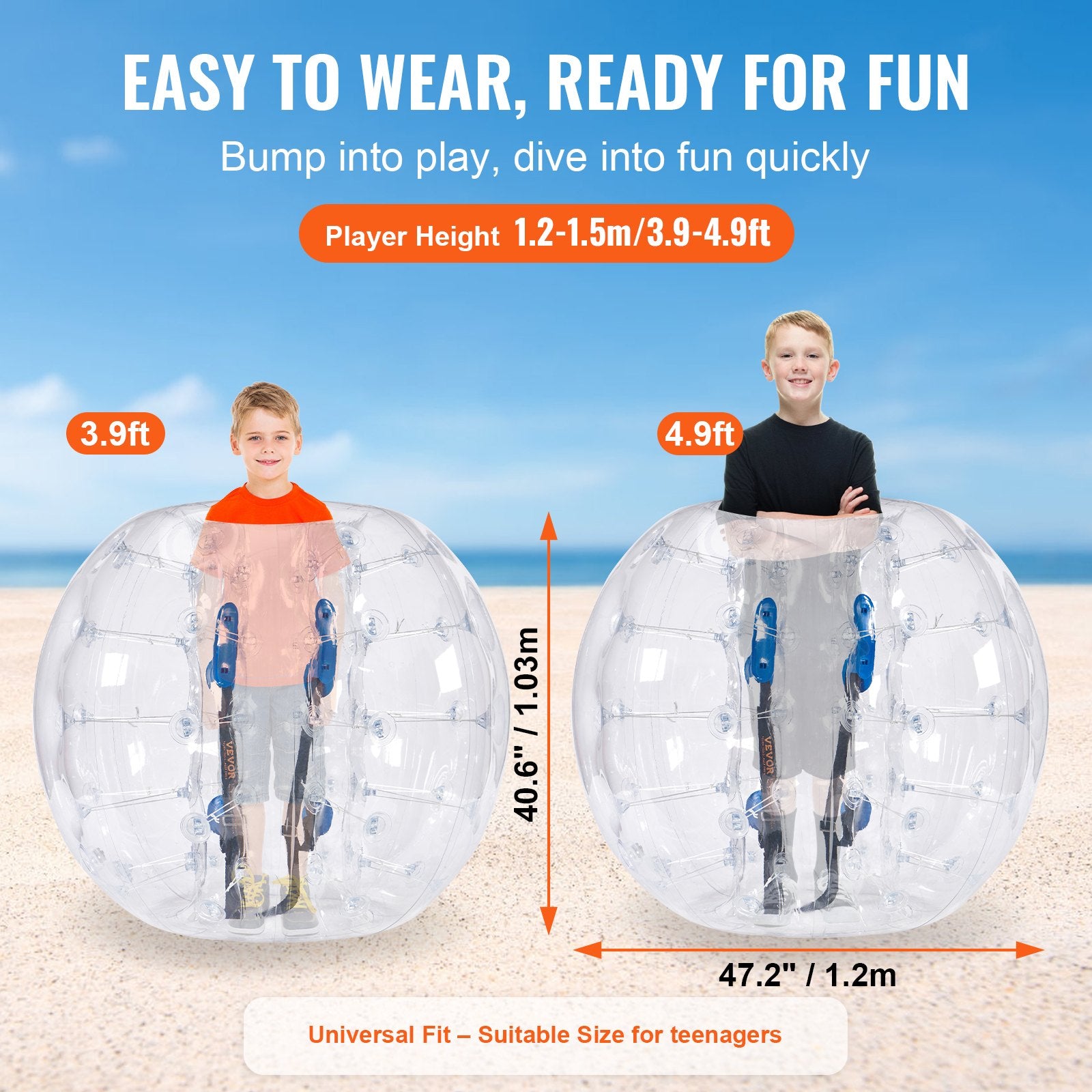 Inflatable Bumper Ball 4FT 1-Pack PVC Sumo Zorb Human Bubble Outdoor Play