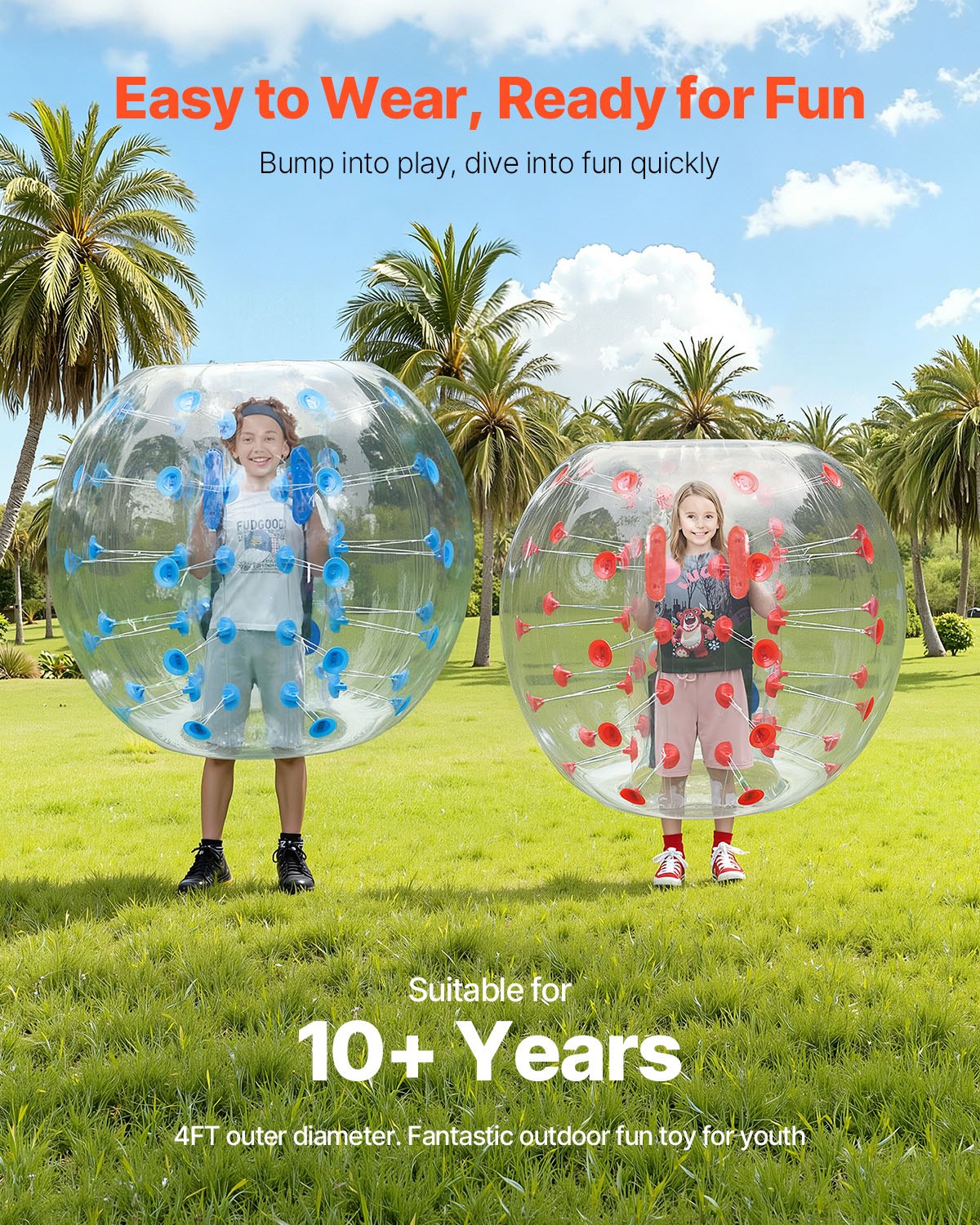 Inflatable Bumper Balls 4FT 2-Pack PVC Sumo Zorb Human Bubble Outdoor Play