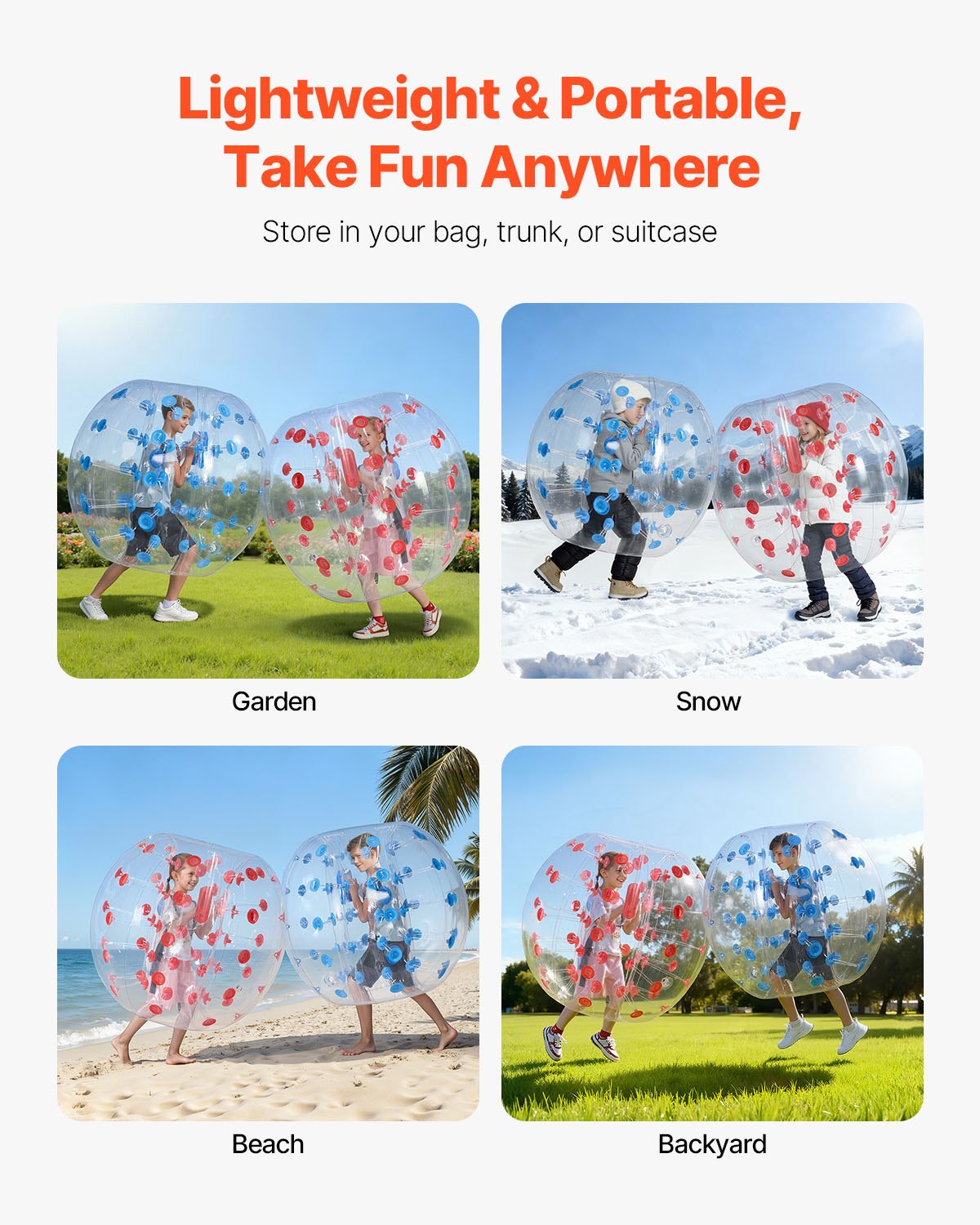 Inflatable Bumper Balls 4FT 2-Pack PVC Sumo Zorb Human Bubble Outdoor Play