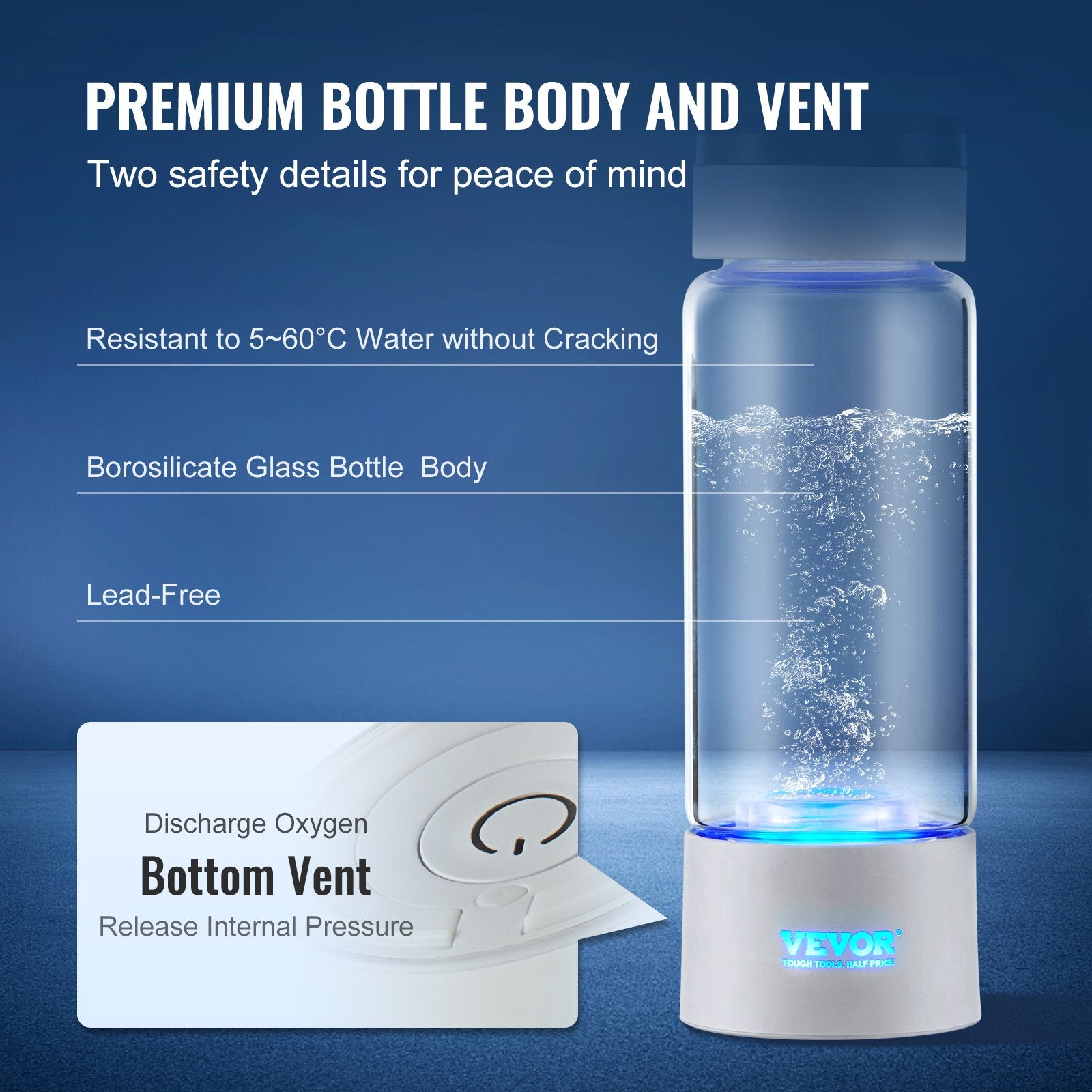Hydrogen Water Bottle Generator 380ml Portable SPE Hydrogen Rich Water Ionizer