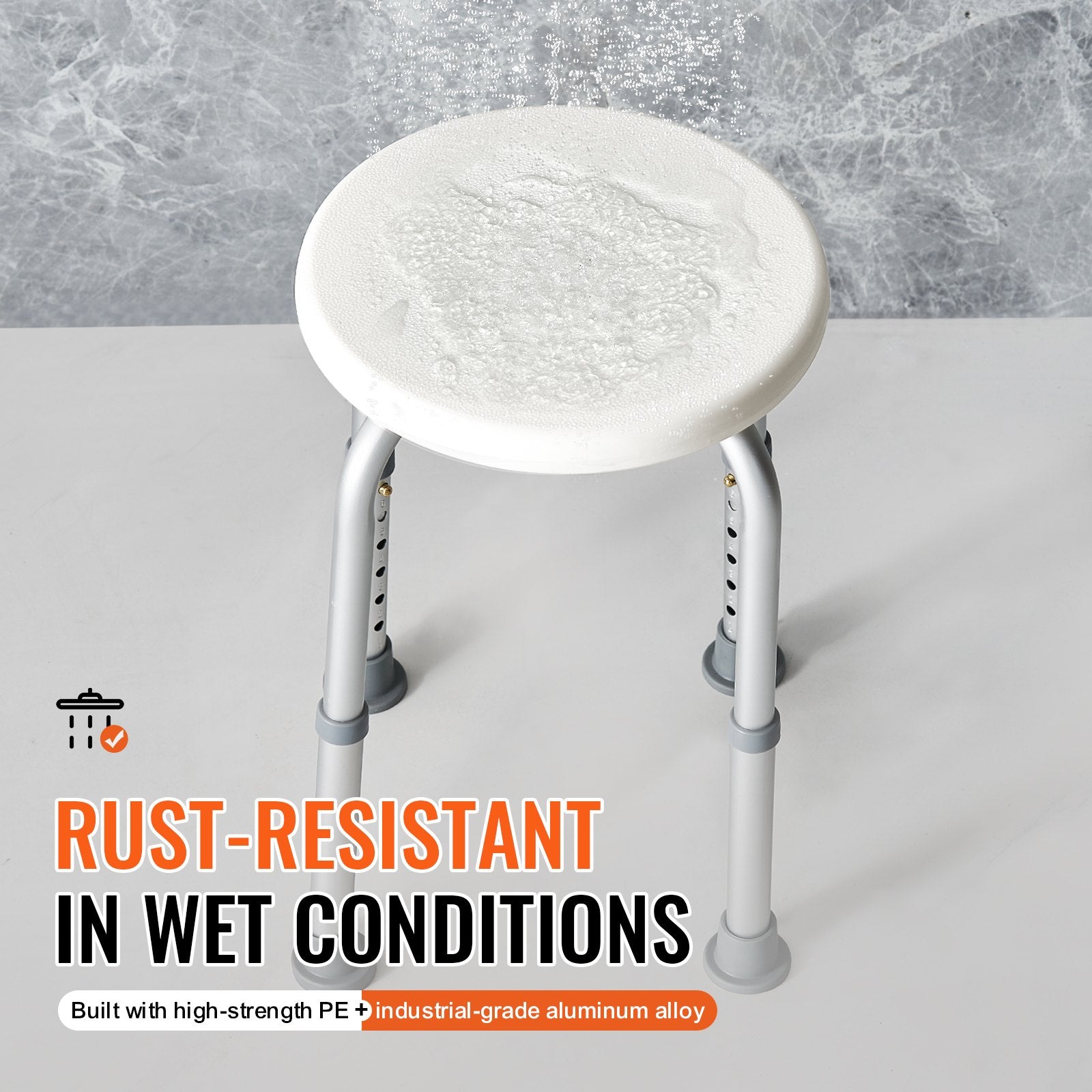 Shower Chair Adjustable Height Non-Slip Shower Stool 300 lbs Capacity