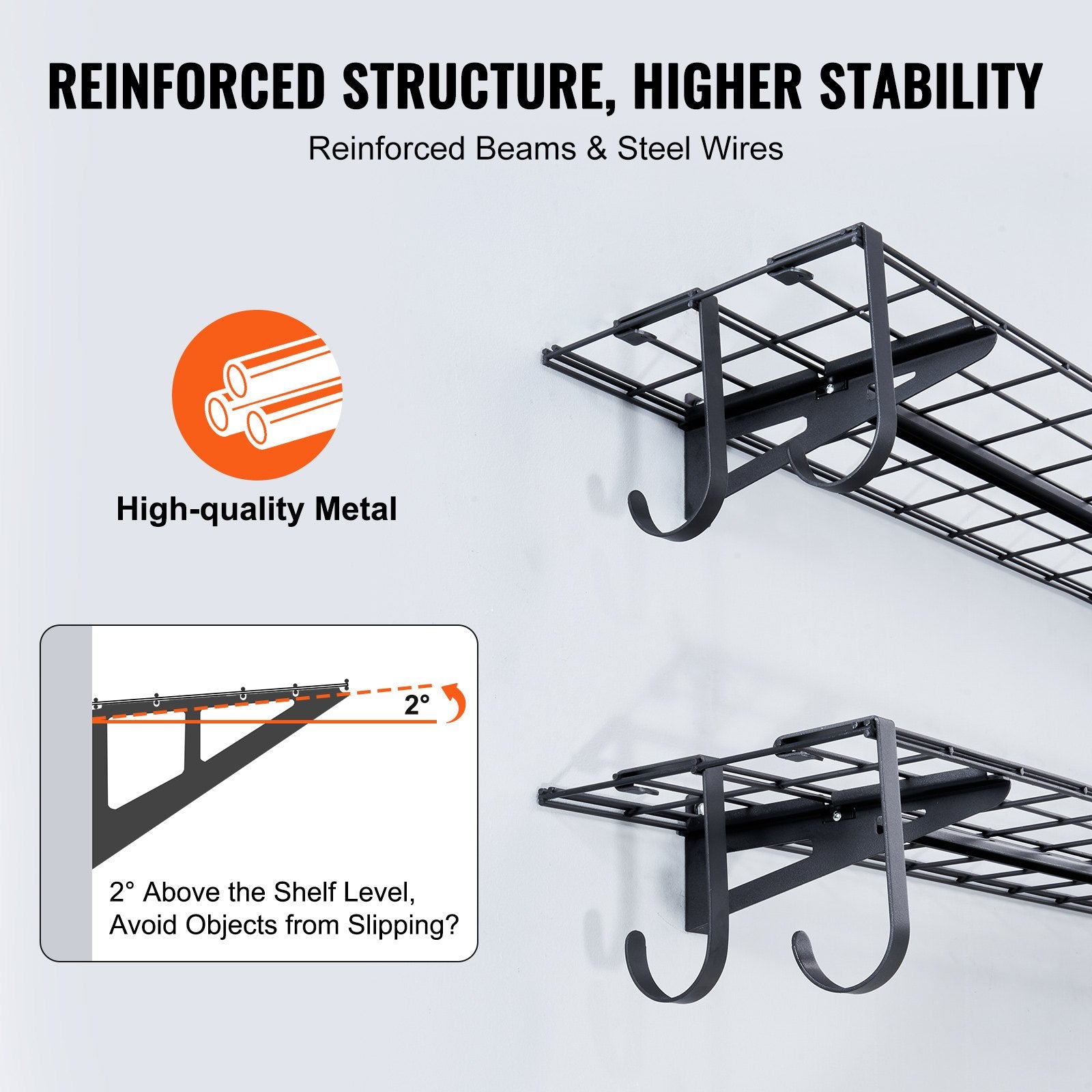 Garage Storage Shelving 2-Pack 48x12in Heavy-Duty Wall Mounted 400lbs Capacity