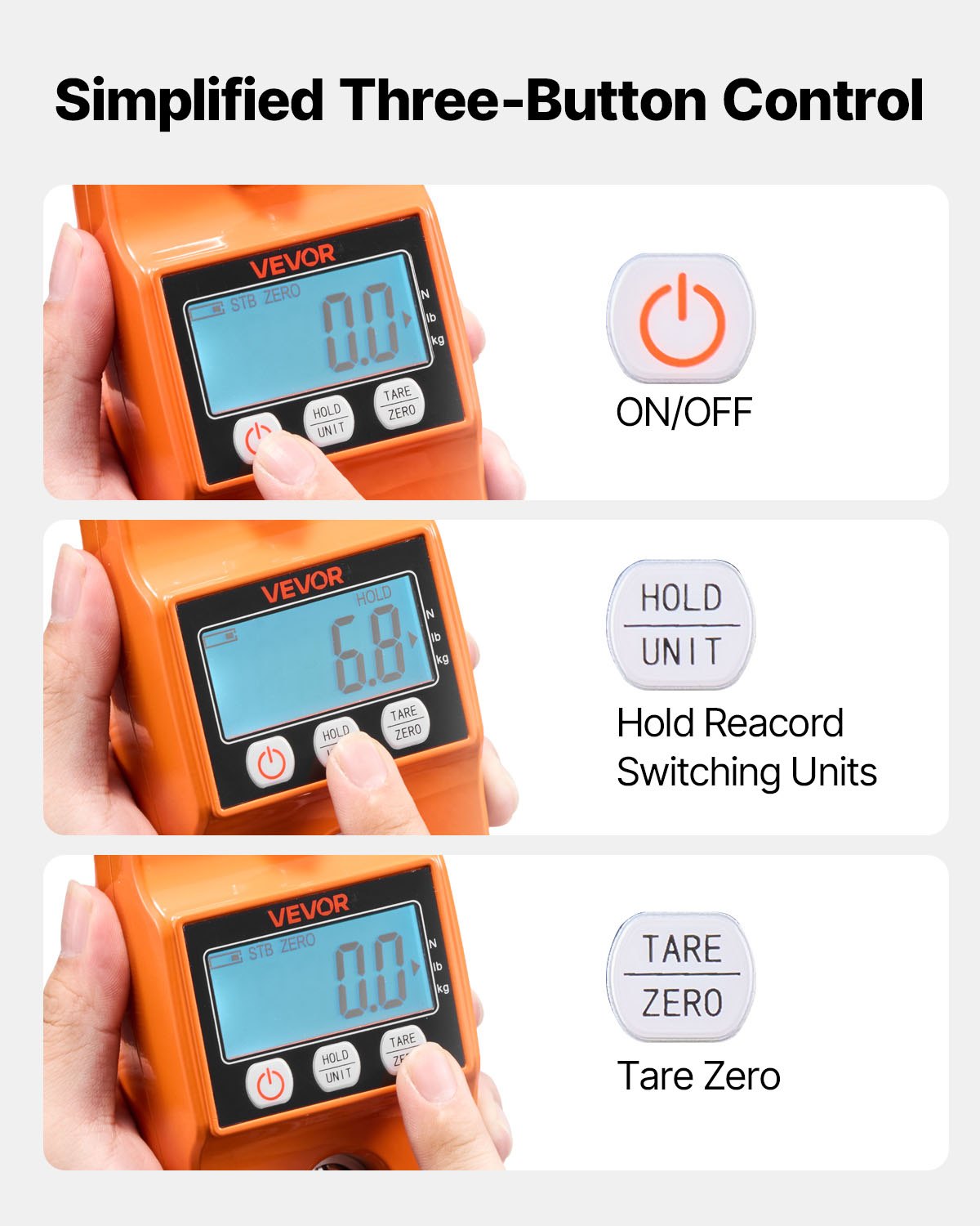 Digital Crane Scale 880lbs/400kg Handheld Hanging with LCD Cast Aluminum Orange