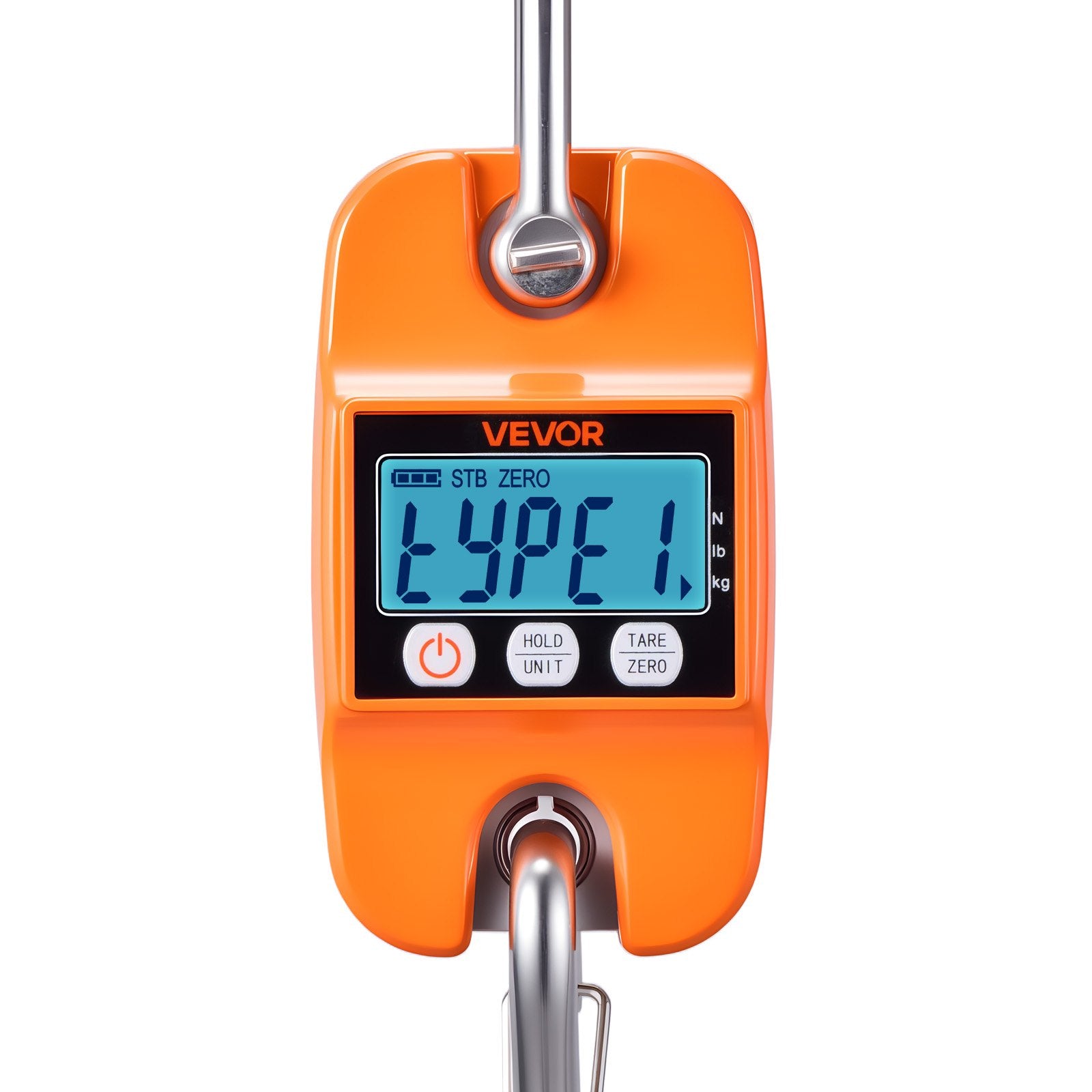 Digital Crane Scale 880lbs/400kg Handheld Hanging with LCD Cast Aluminum Orange
