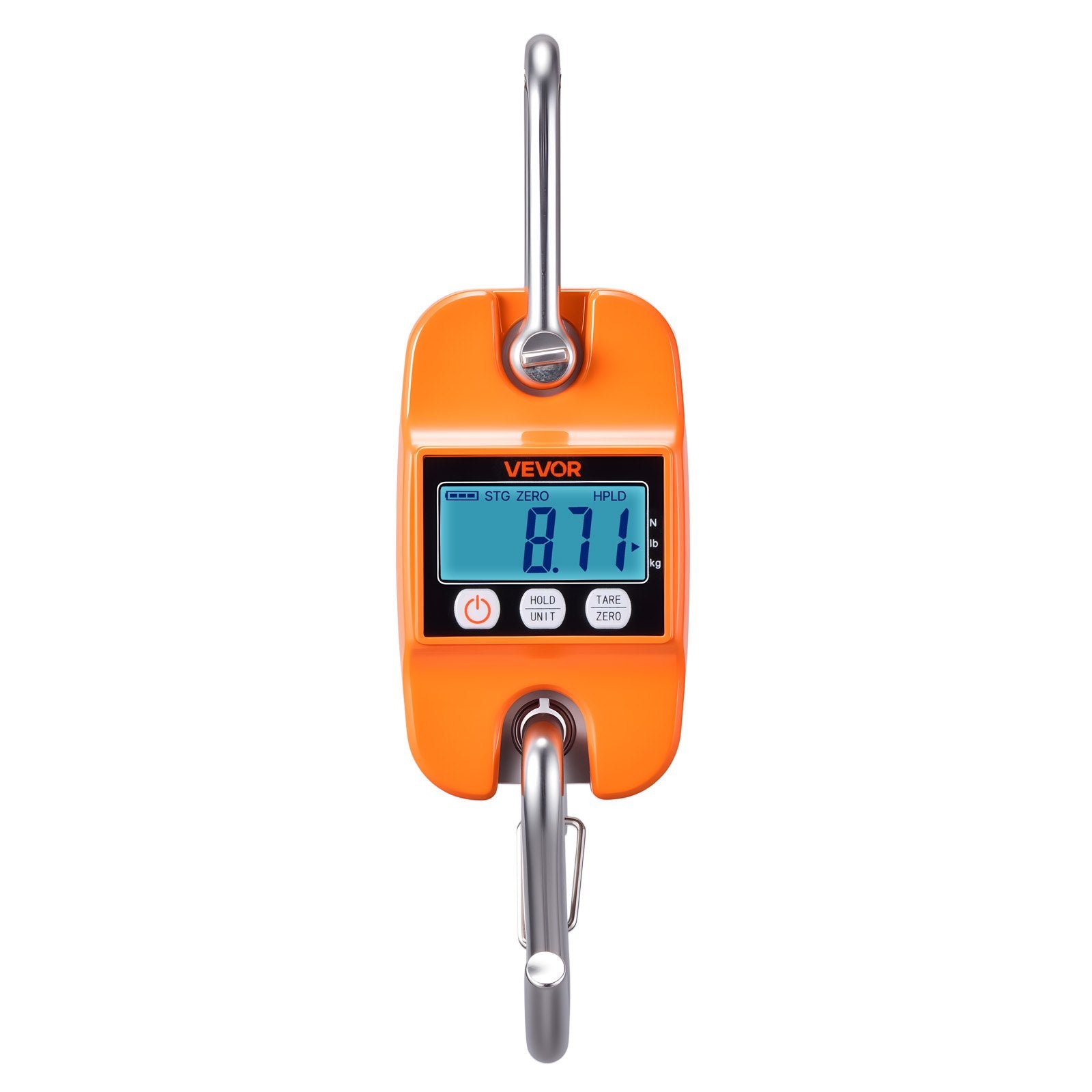 Digital Crane Scale 880lbs/400kg Handheld Hanging with LCD Cast Aluminum Orange