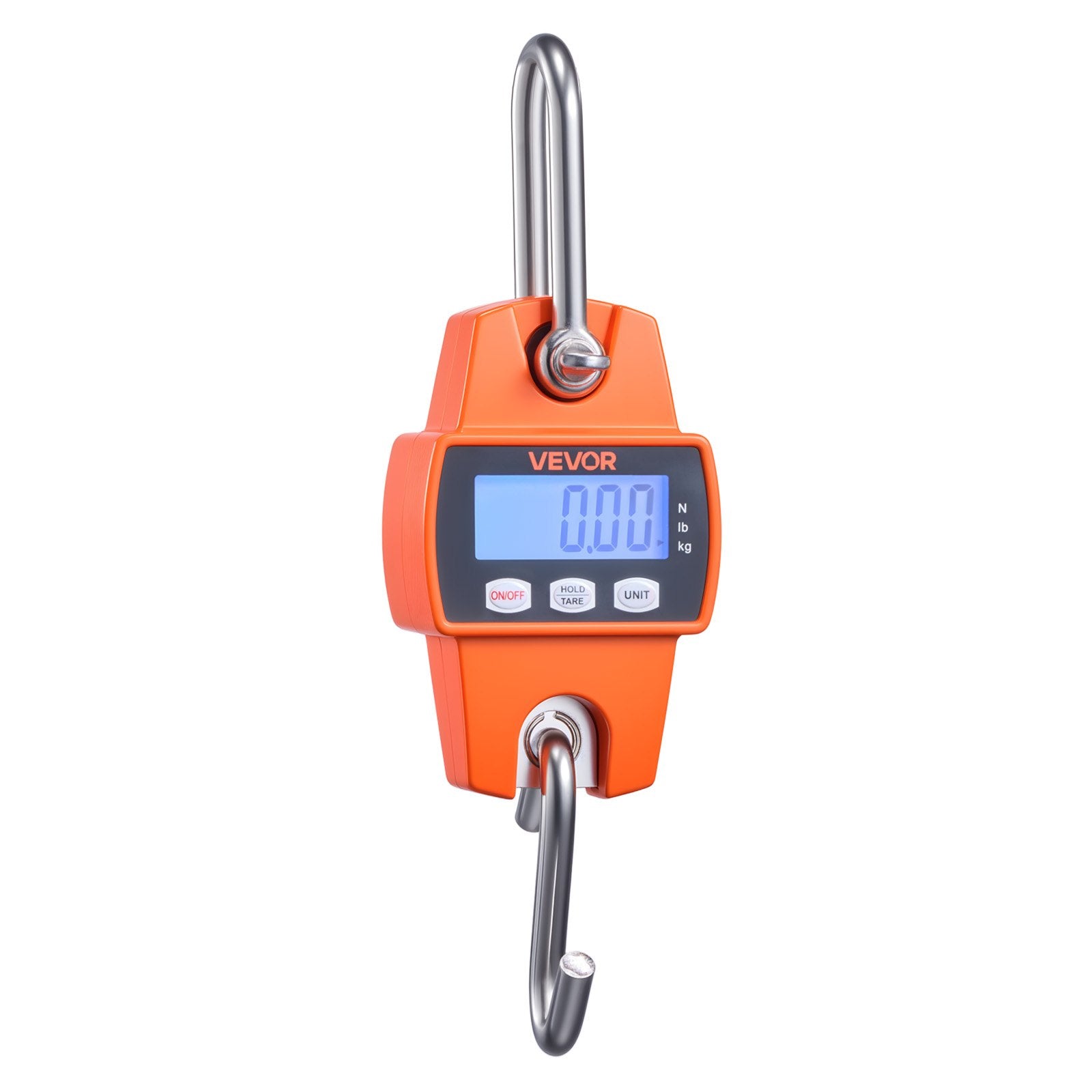 Digital Crane Scale 660lbs/300kg Handheld Hanging with LCD Cast Aluminum Orange