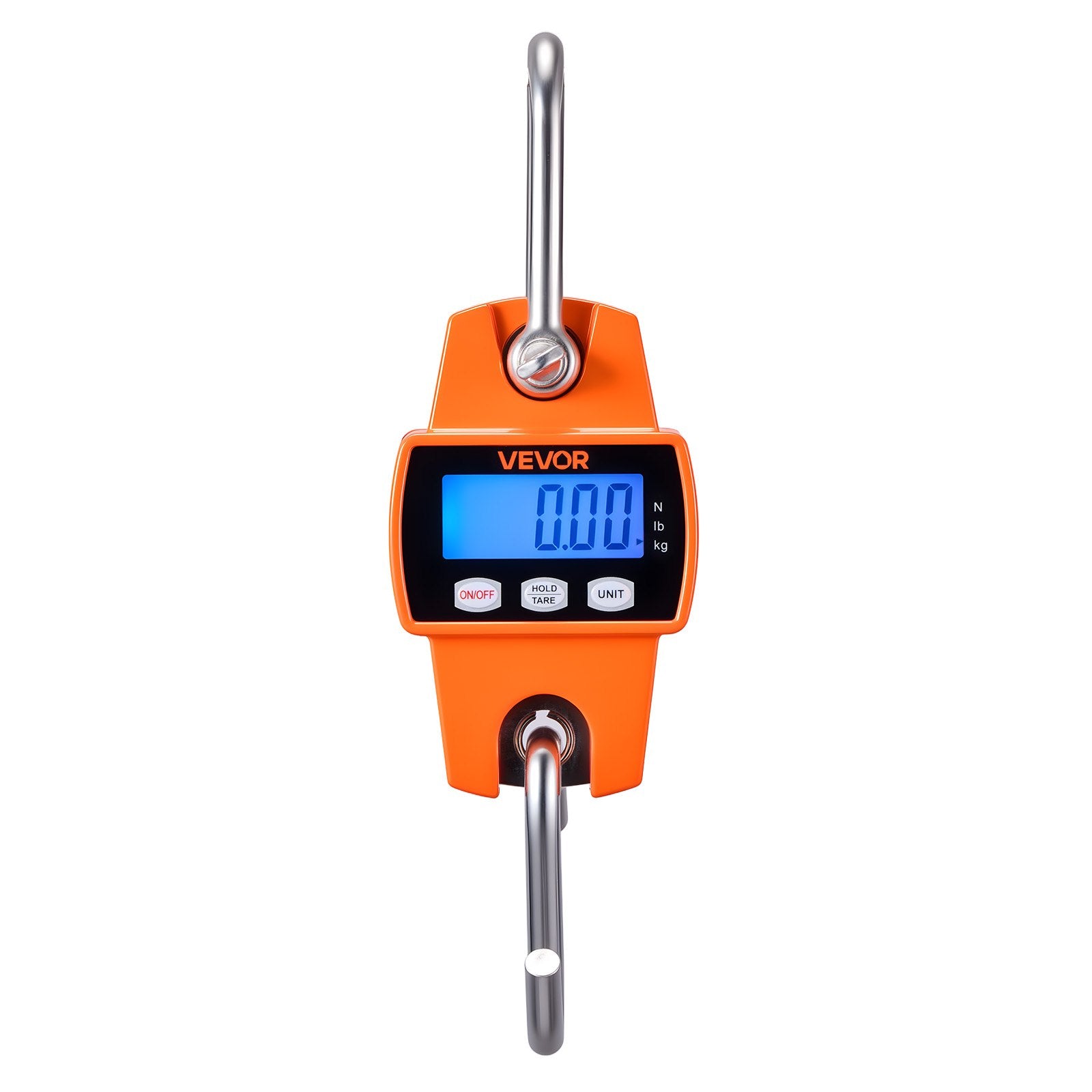 Digital Crane Scale 660lbs/300kg Handheld Hanging with LCD Cast Aluminum Orange