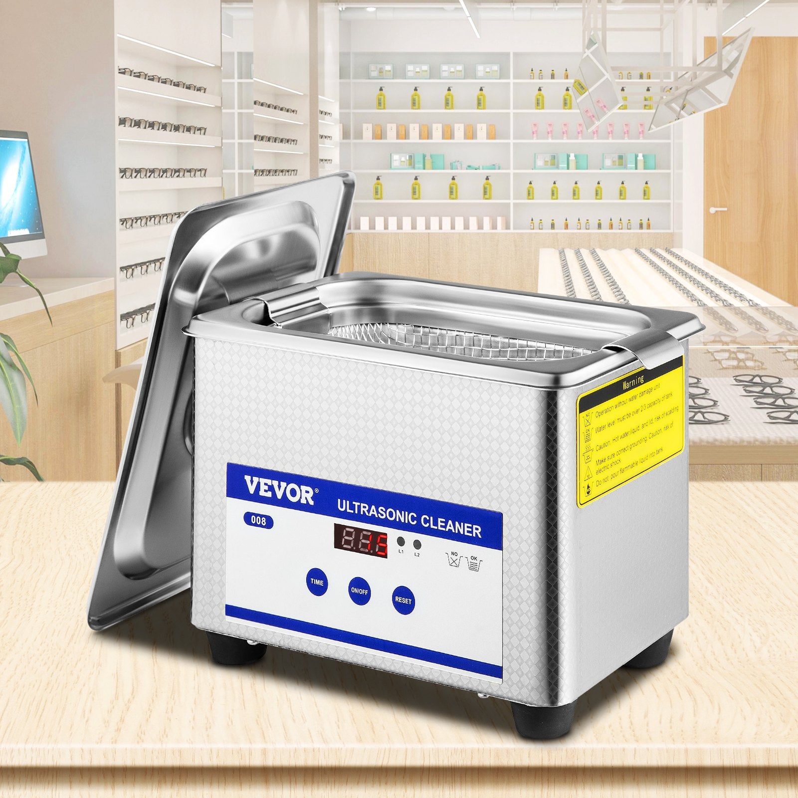 Ultrasonic Cleaner 0.8L Stainless Steel Digital Timer for Jewelry Watch Glasses