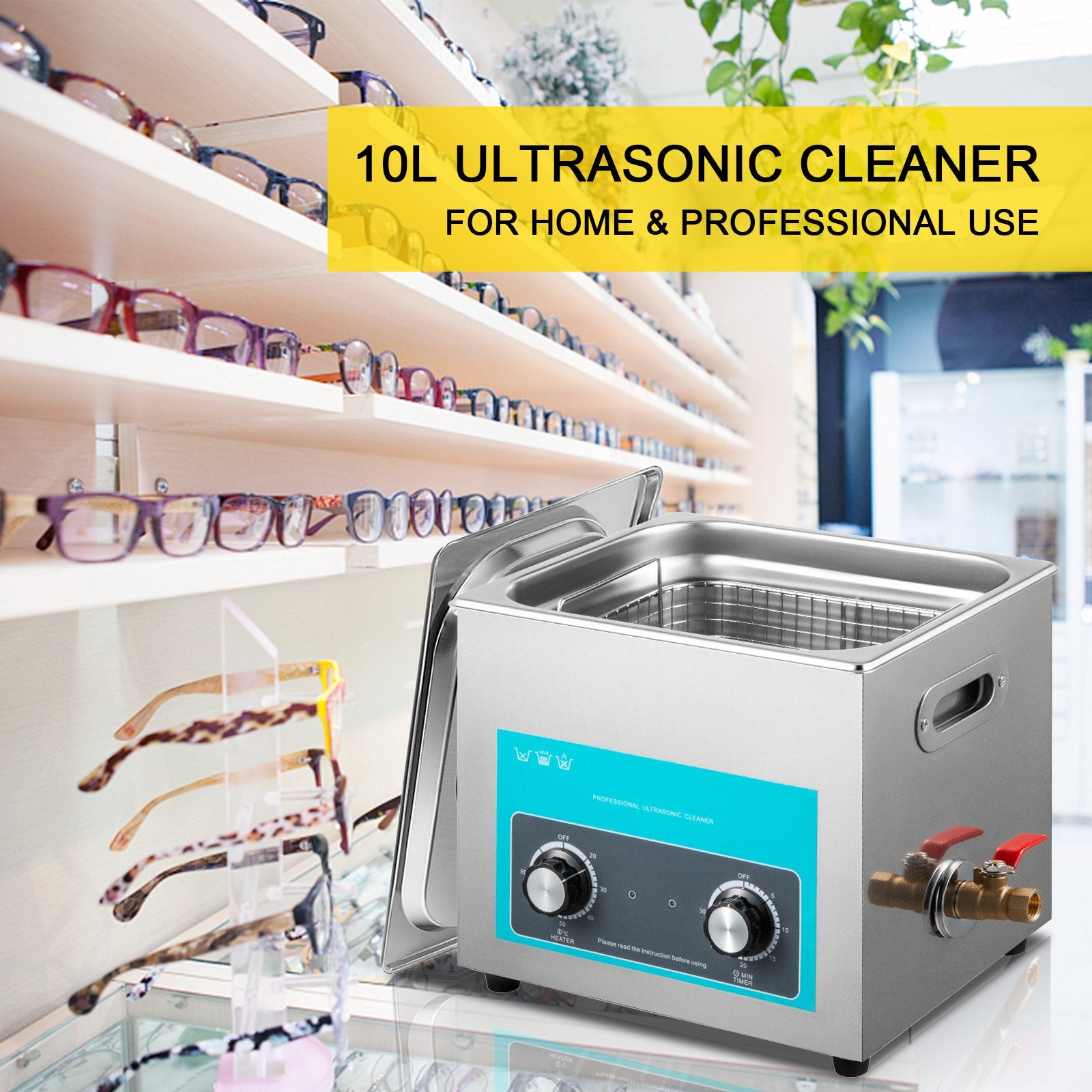 Ultrasonic Jewelry Cleaner Heater Timer for Eyeglass Rings Dentures Instruments