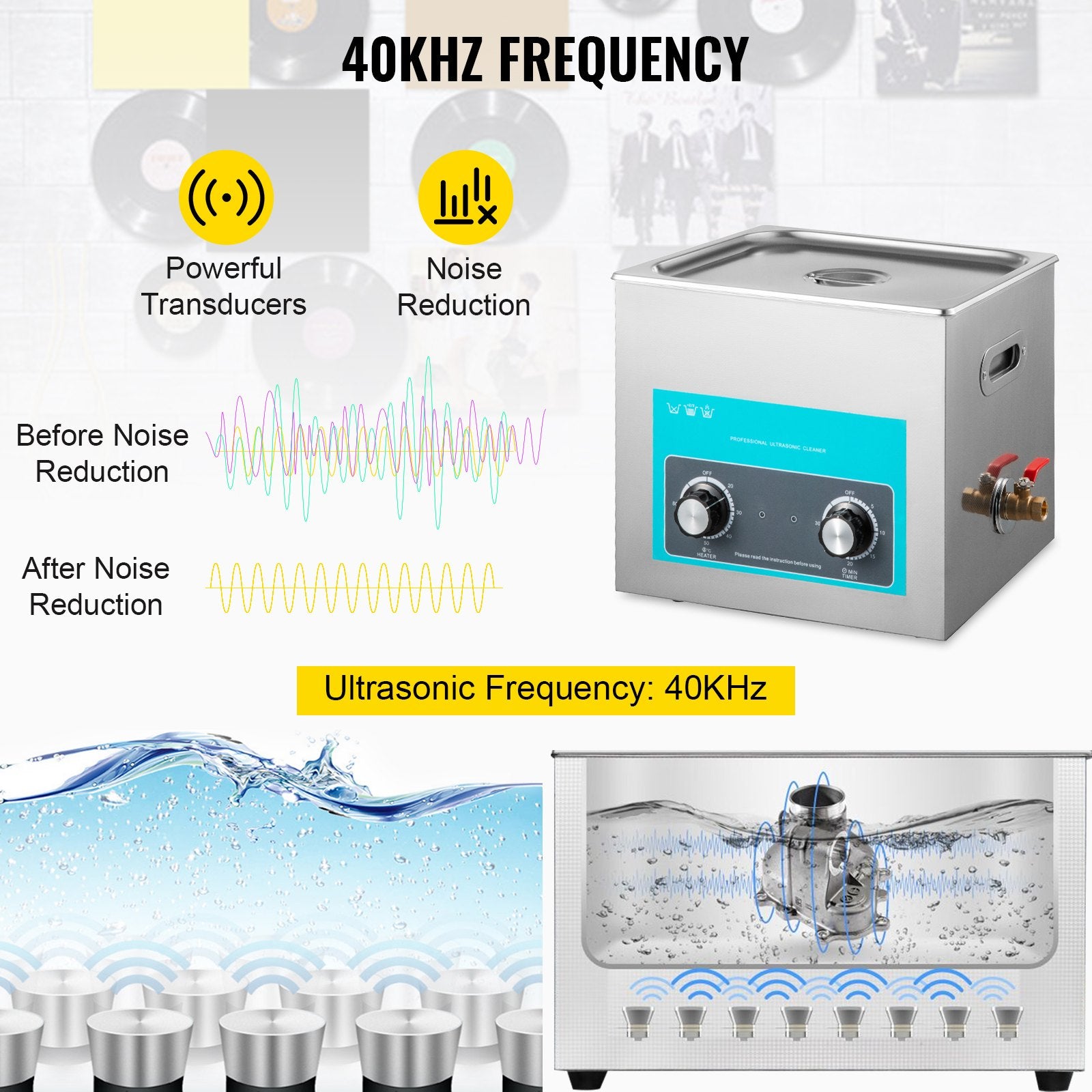 Ultrasonic Jewelry Cleaner Heater Timer for Eyeglass Rings Dentures Instruments
