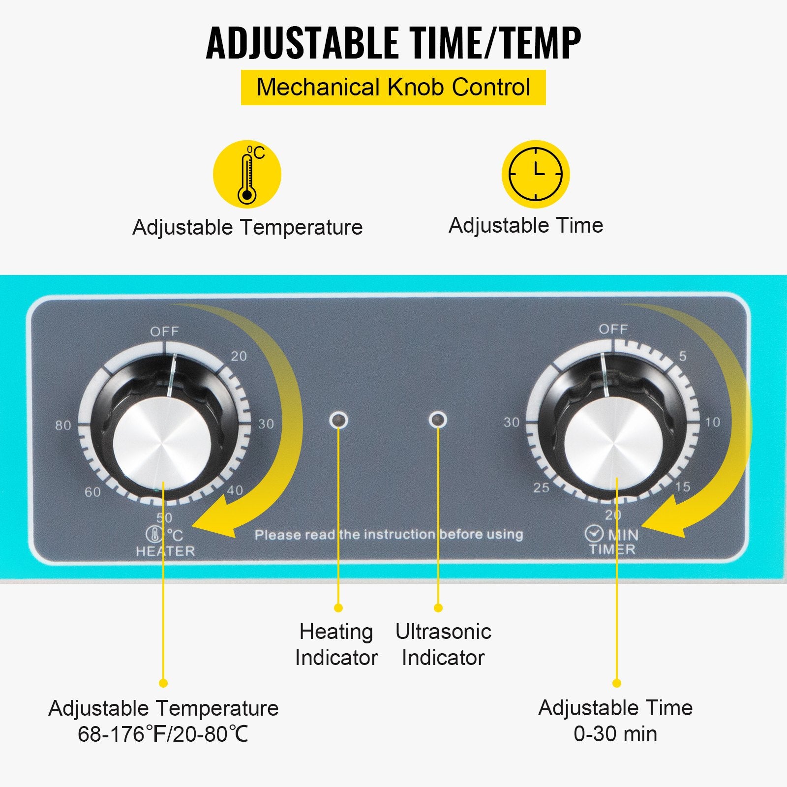 Ultrasonic Jewelry Cleaner Heater Timer for Eyeglass Rings Dentures Instruments
