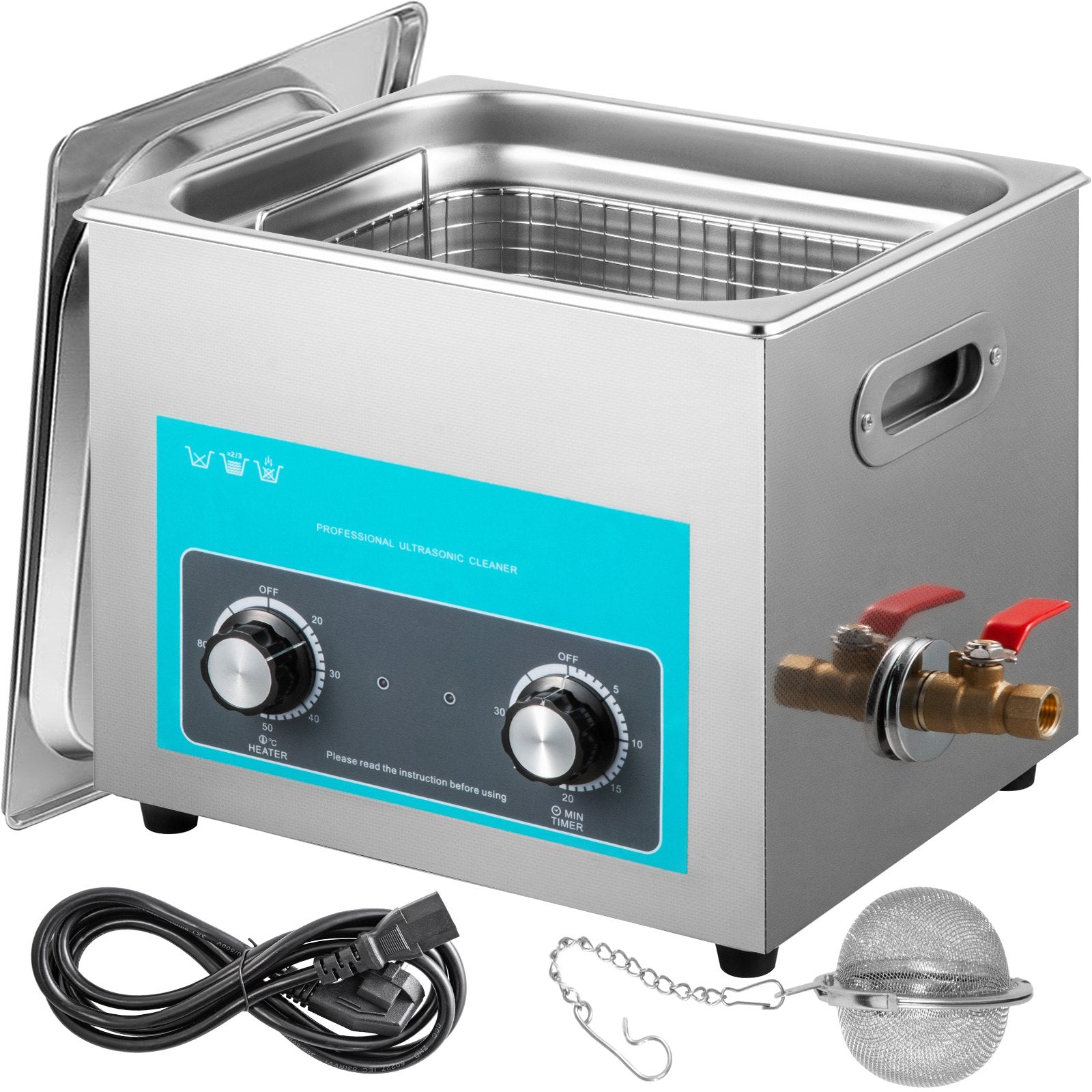 Ultrasonic Jewelry Cleaner Heater Timer for Eyeglass Rings Dentures Instruments