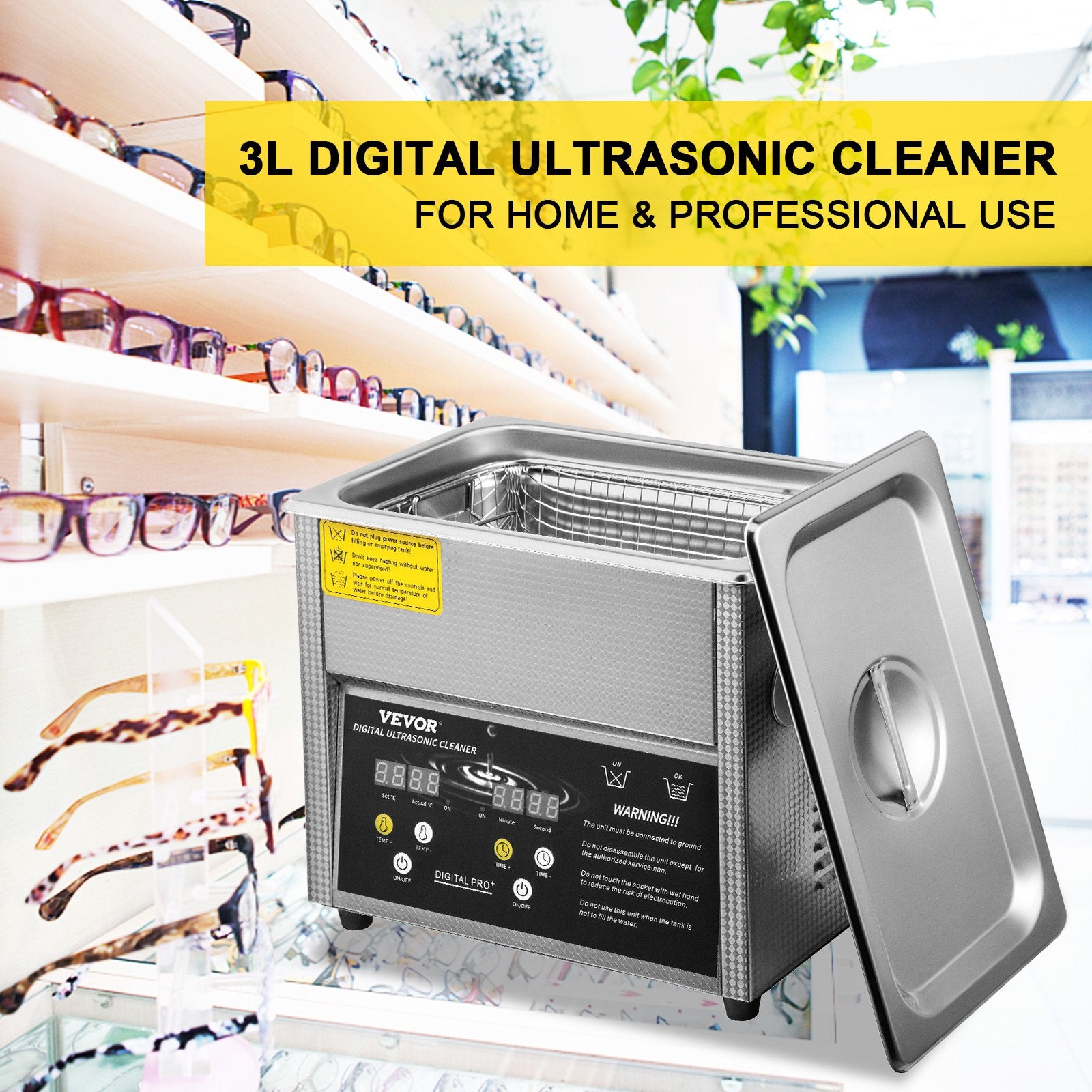 Jewelry Ultrasonic Cleaner with Heater Timer for Rings Eyeglasses Dentures