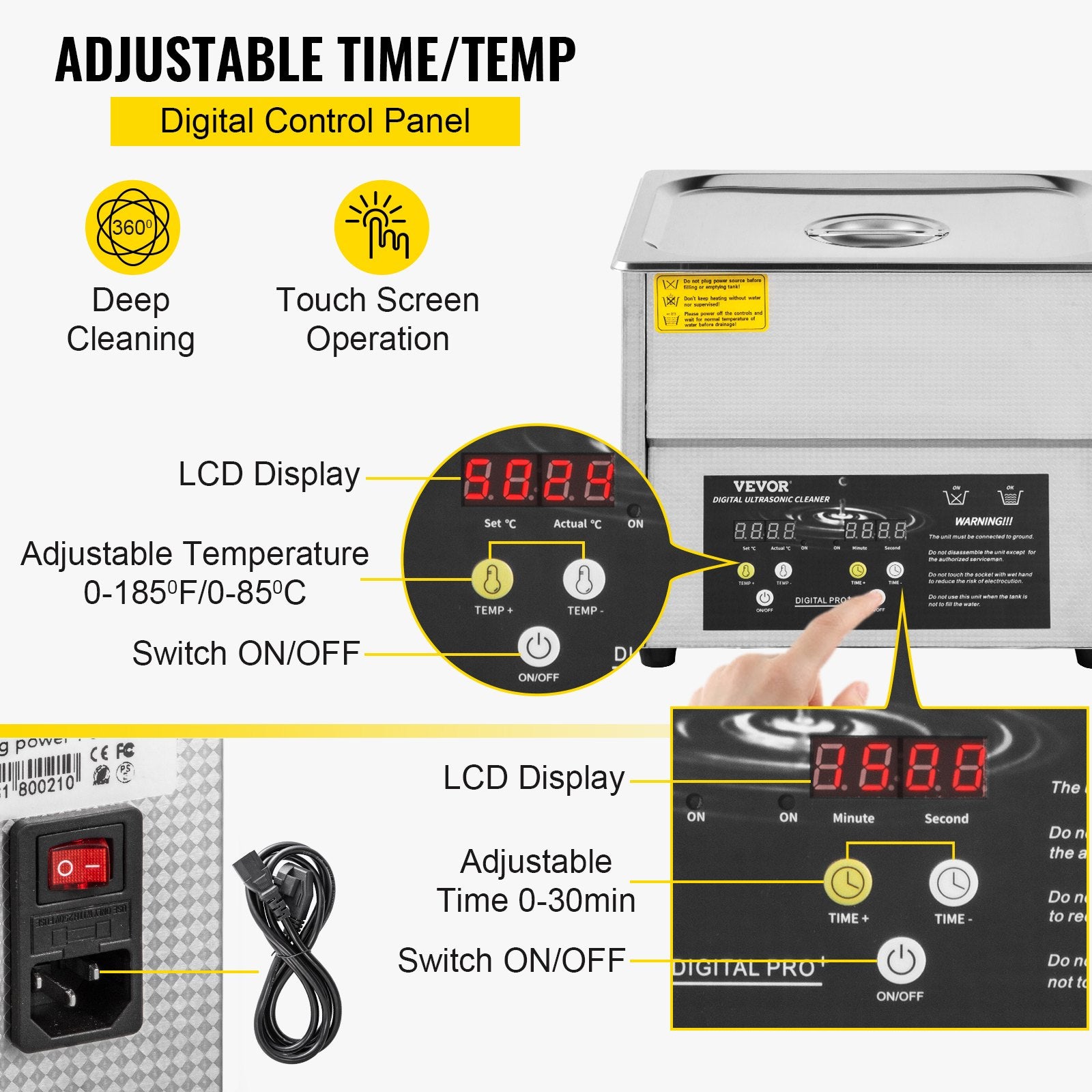 Jewelry Ultrasonic Cleaner with Heater Timer for Rings Eyeglasses Dentures
