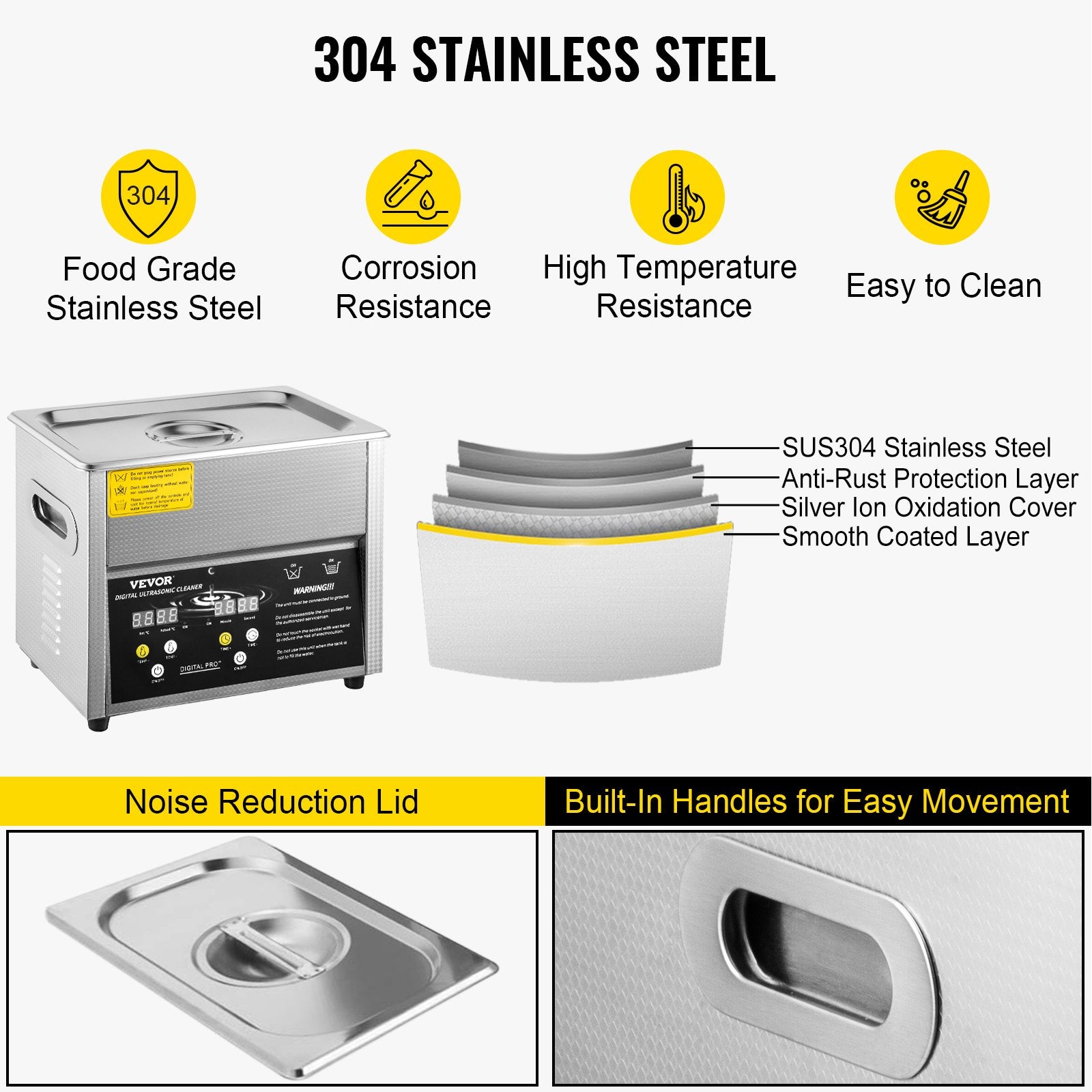 Jewelry Ultrasonic Cleaner with Heater Timer for Rings Eyeglasses Dentures
