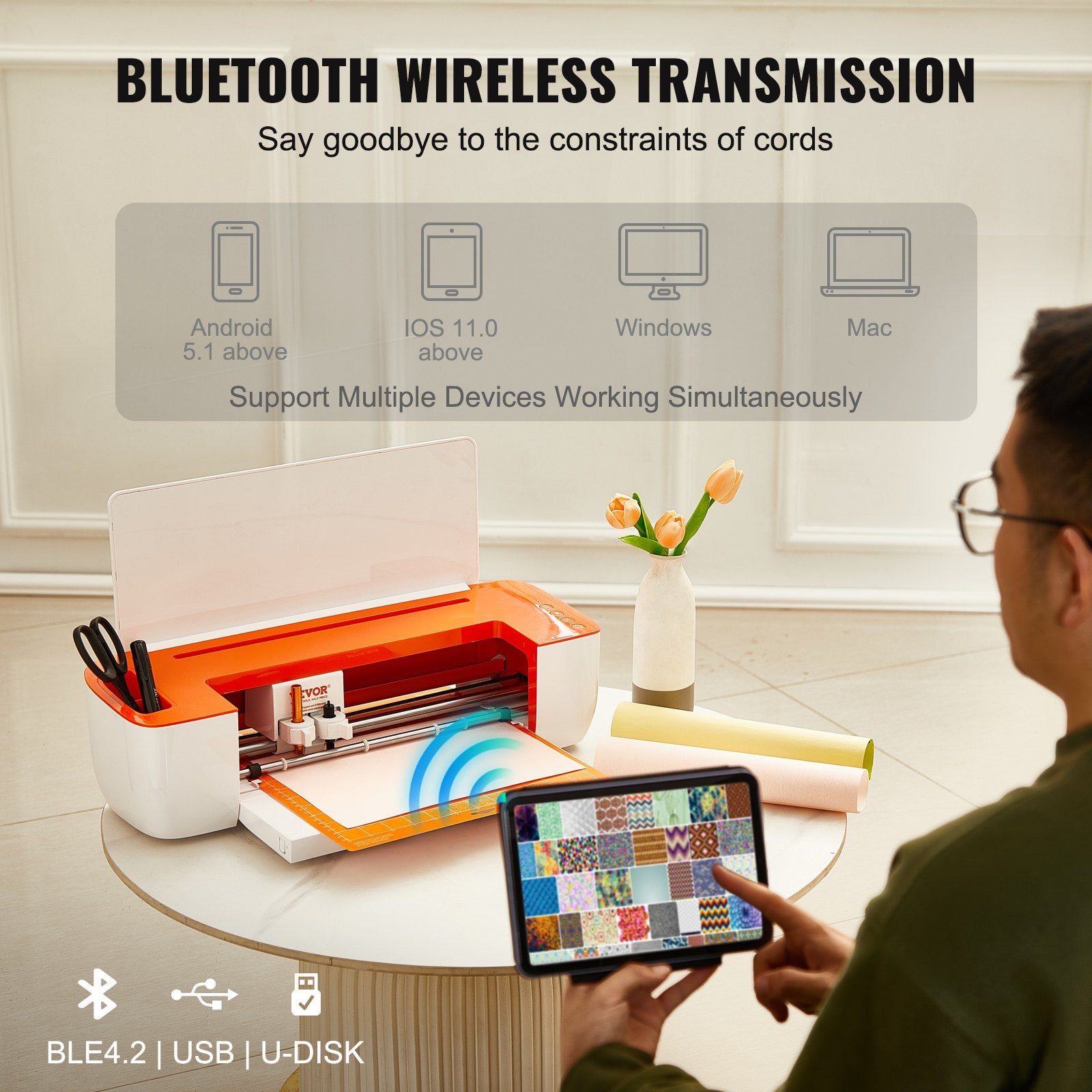 Bluetooth Vinyl Cutter Machine 12" DIY Cutting Plotter for Cards