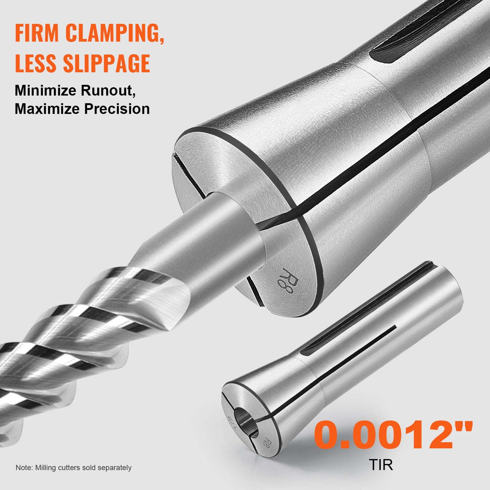 13 Pcs R8 Collet Set 1/8 to 7/8 Precision Milling Chuck 0.0012 TIR