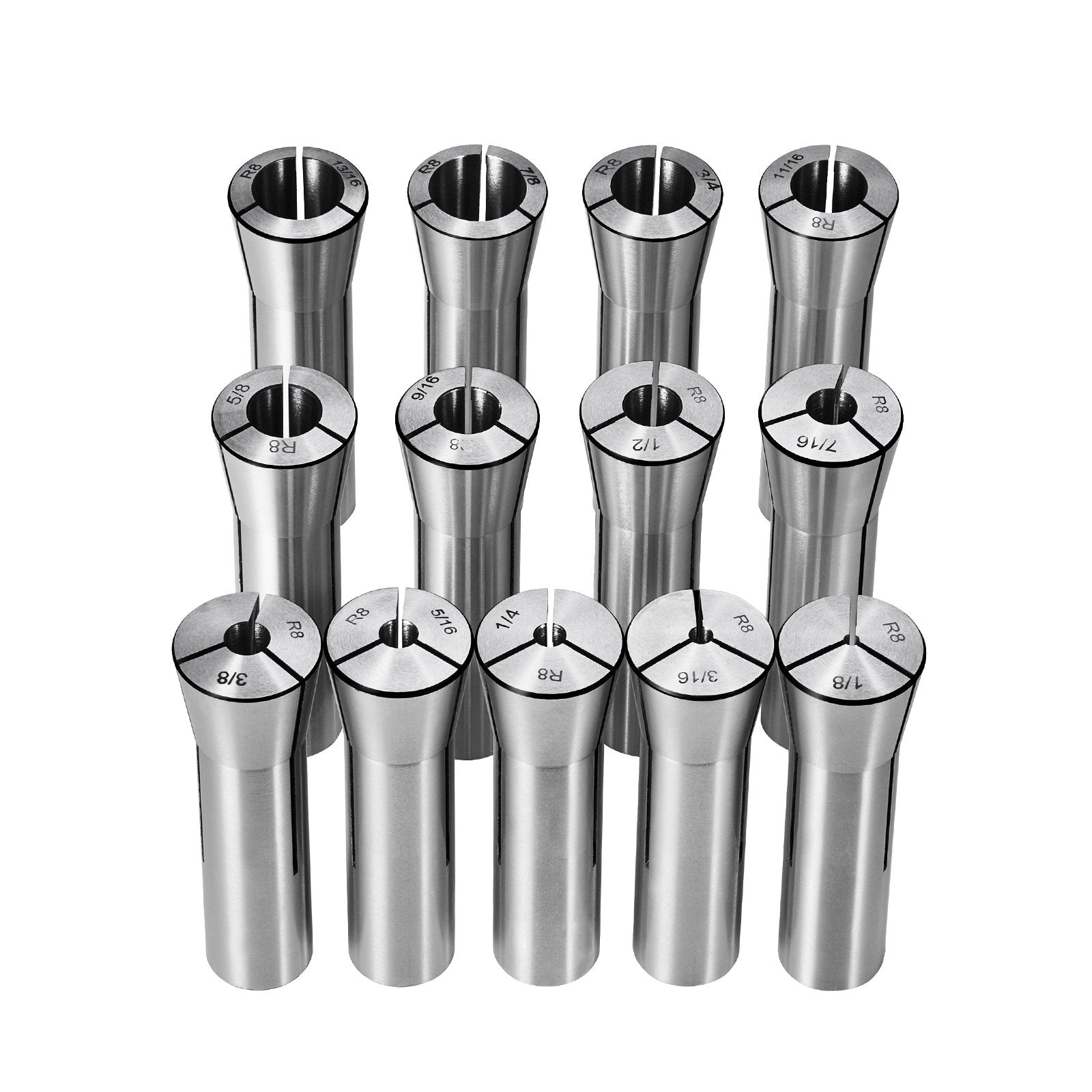 13 Pcs R8 Collet Set 1/8 to 7/8 Precision Milling Chuck 0.0012 TIR