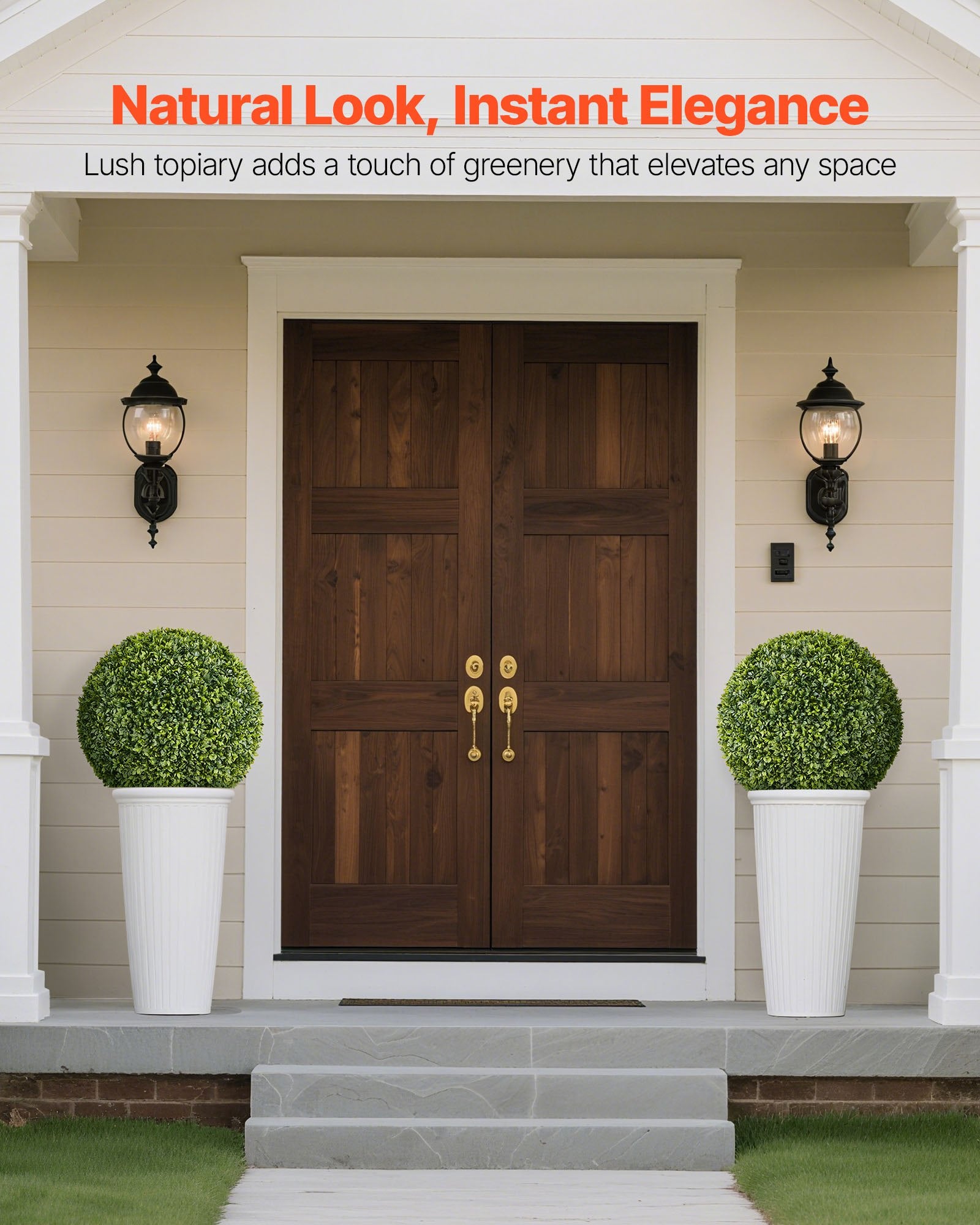 Artificial Topiary Ball 584mm Faux Boxwood Realistic Silk Indoor Outdoor Green