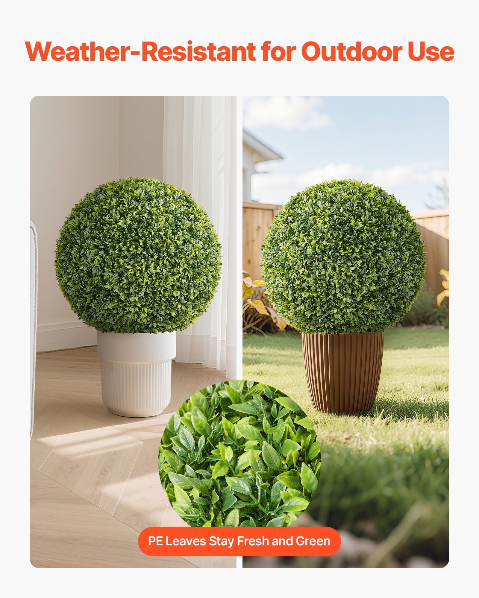 Artificial Topiary Ball 584mm Faux Boxwood Realistic Silk Indoor Outdoor Green