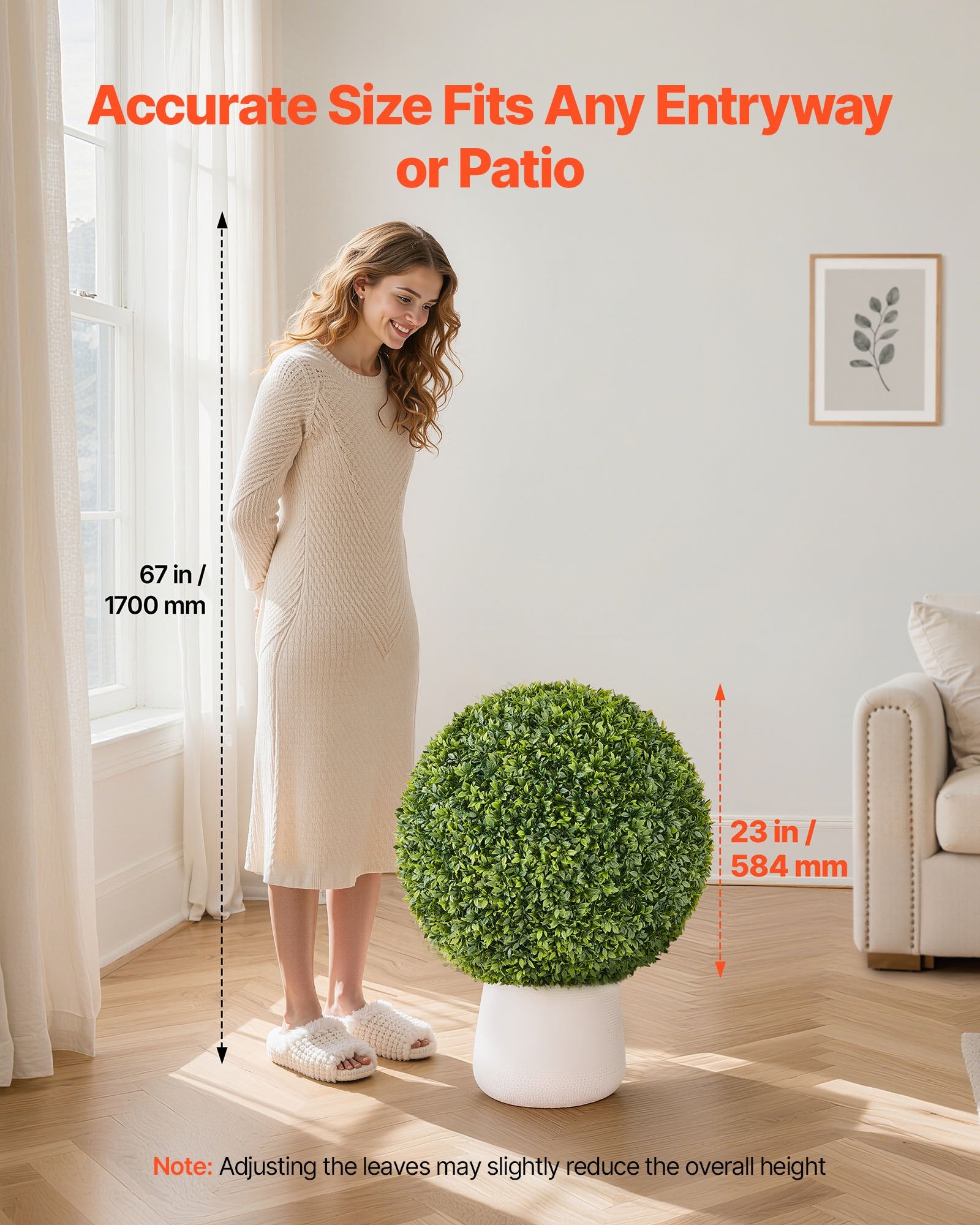 Artificial Topiary Ball 584mm Faux Boxwood Realistic Silk Indoor Outdoor Green