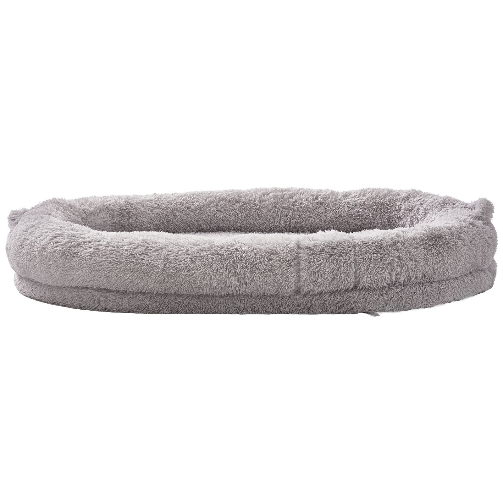 Human Dog Bed 1820x1220x250mm Adult Size Washable PV Velvet Egg Foam Light Grey