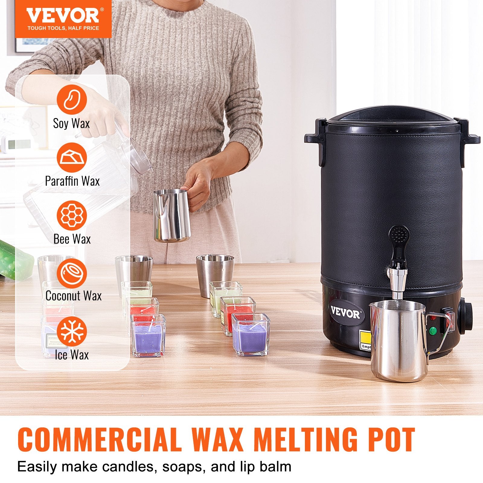 6.5 Liter Electric Wax Melter for Candle Making with 9-Level Temperature Control