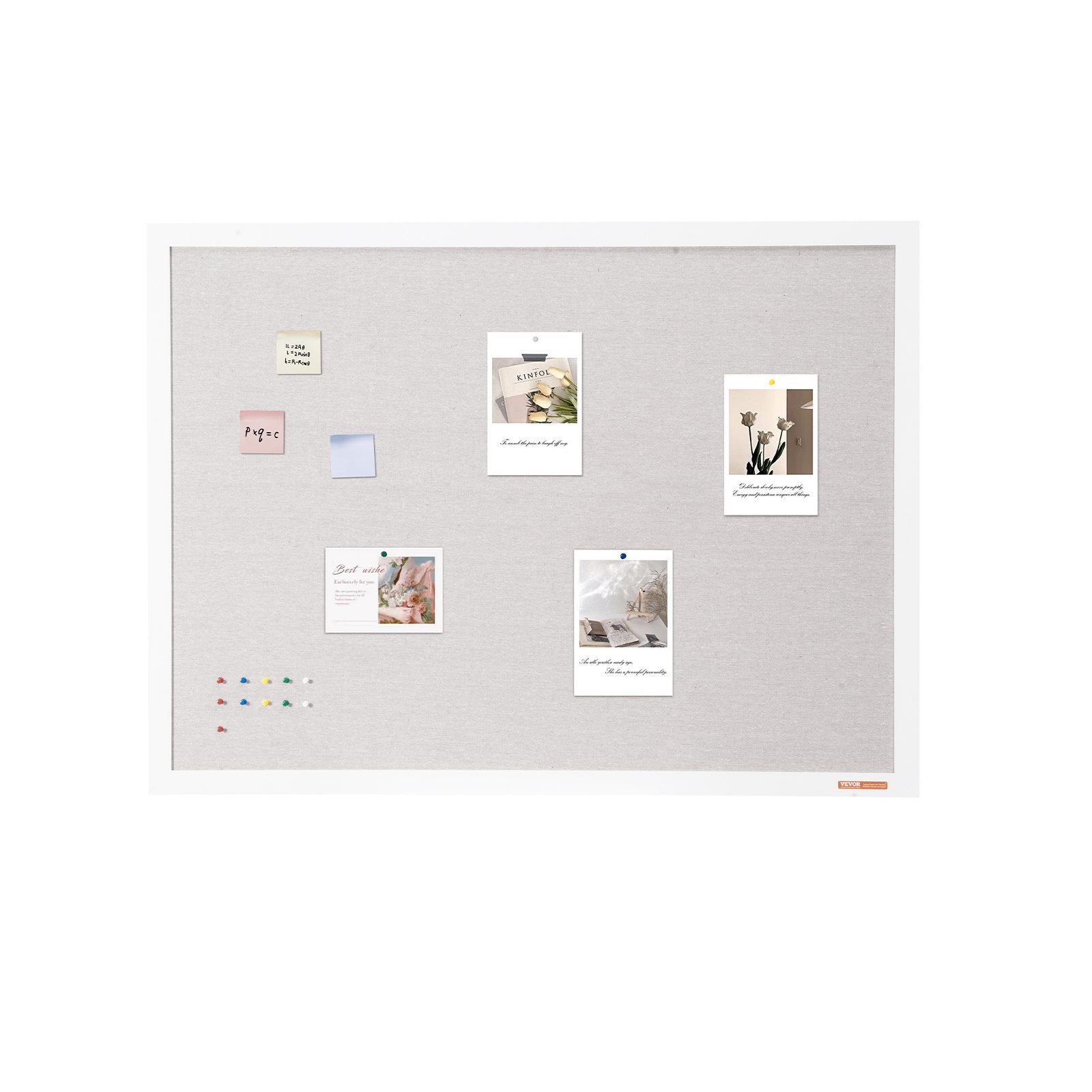 White Cork Board Linen Surface Wall-Mounted Bulletin Board 48"x36"