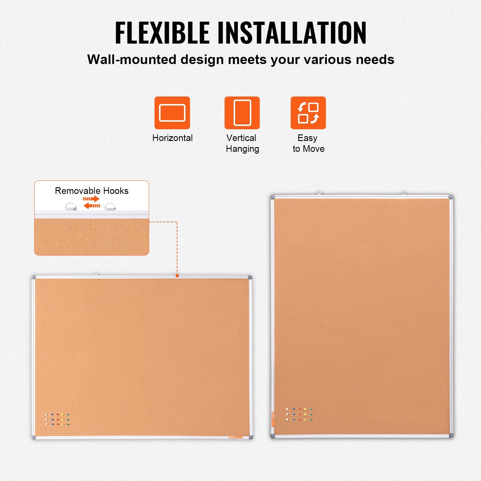 Large Cork Board Wall-Mounted Bulletin Pin Board School Home Office 48"x36"