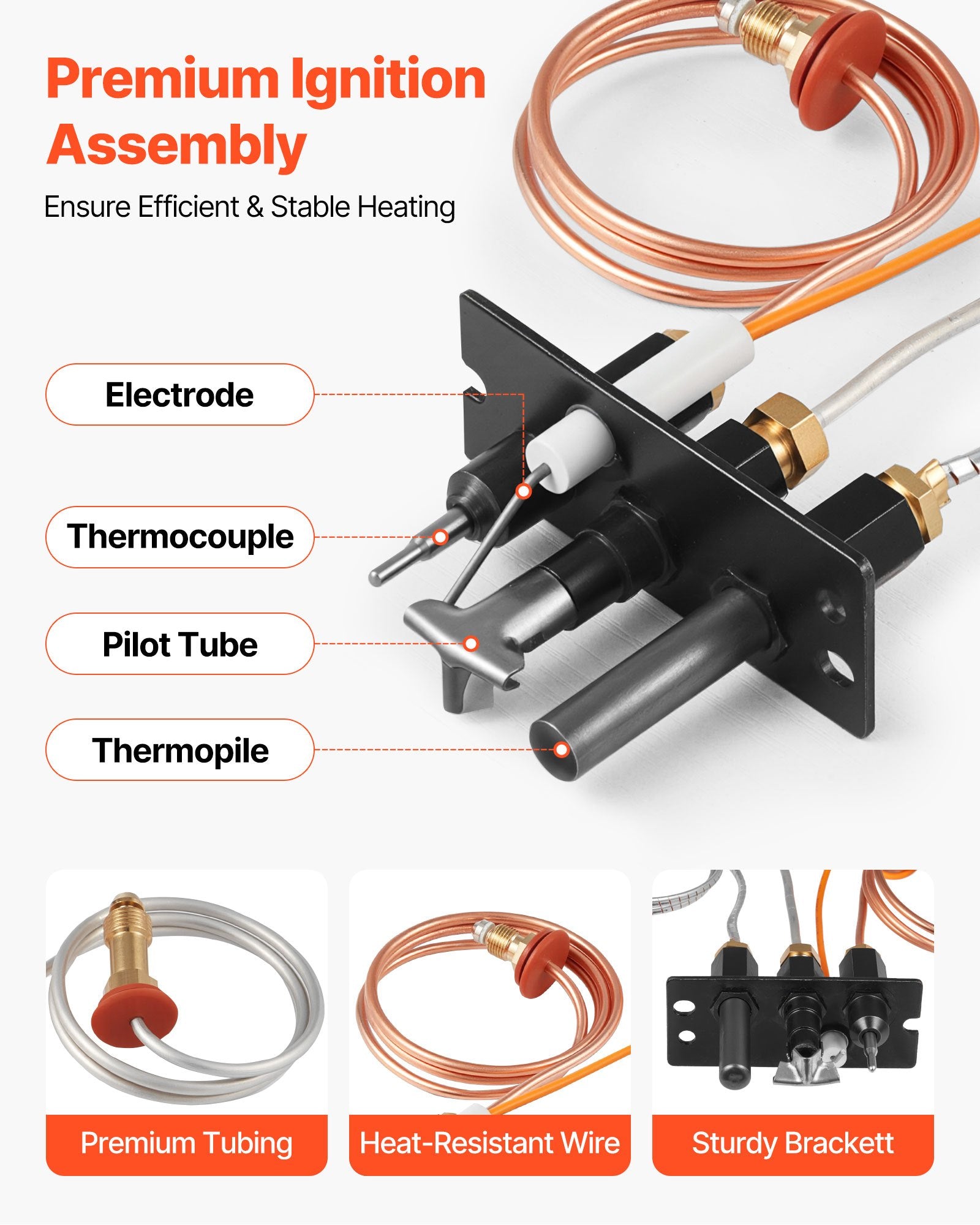 Gas Pilot Assembly OE 485-510A 4021-736 2103-010 Fireplace Gas Ignition Black