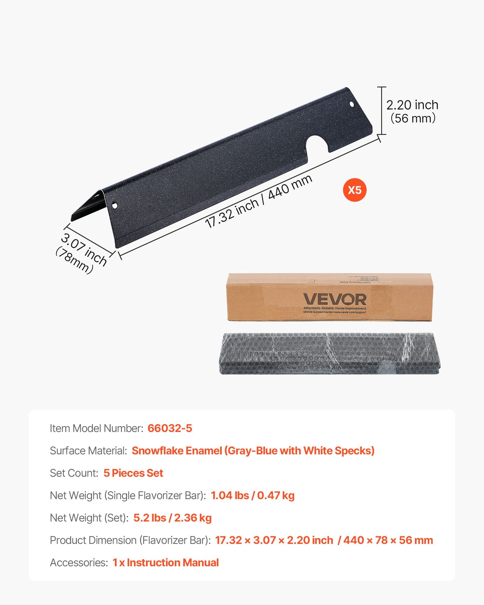Flavorizer Bars 44cm Grill Replacement Weber Genesis Porcelain Steel 5 Pack