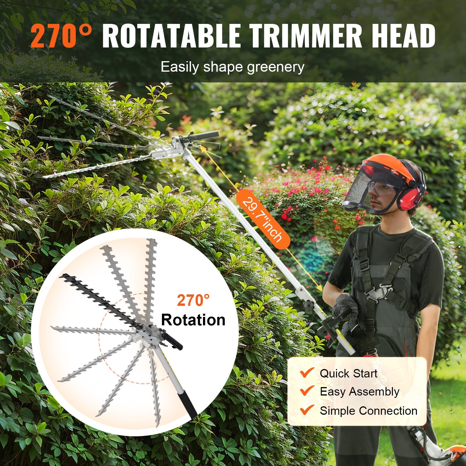 26CC Gas Hedge Trimmer 15.7-Inch 2 Cycle Dual Action Adjustable Head