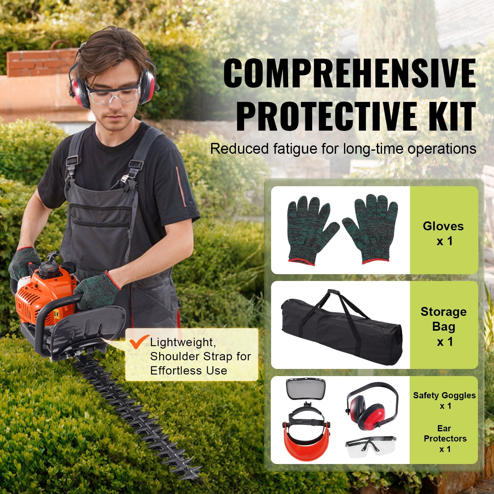 23.2-Inch 26CC 2-Cycle Gas Hedge Trimmer with Dual Action Blade, 180° Head