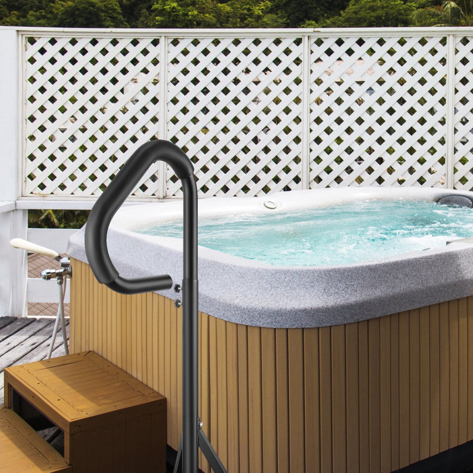 Hot Tub Handrail, 360° Rotatable Adjustable 35"-57" Rust-Proof Aluminum 600LBS