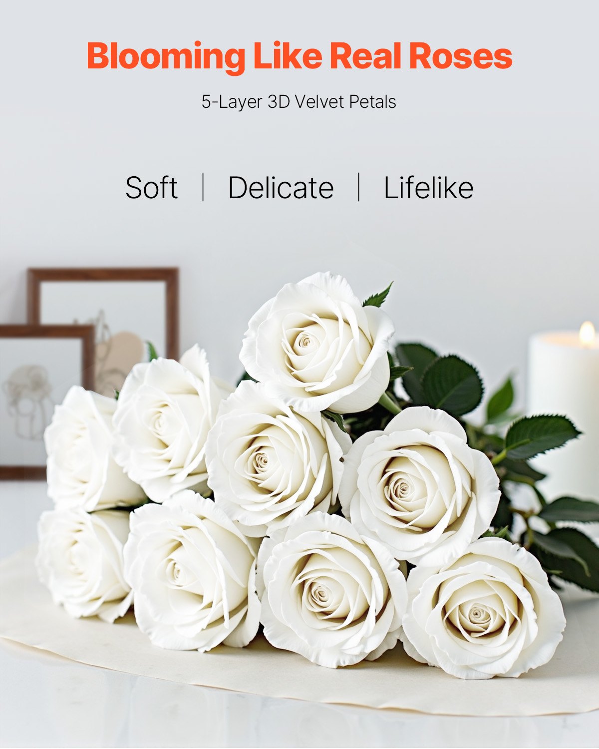 Artificial Flowers, 60pcs White Foam Roses Stems for DIY Wedding & Home Decor
