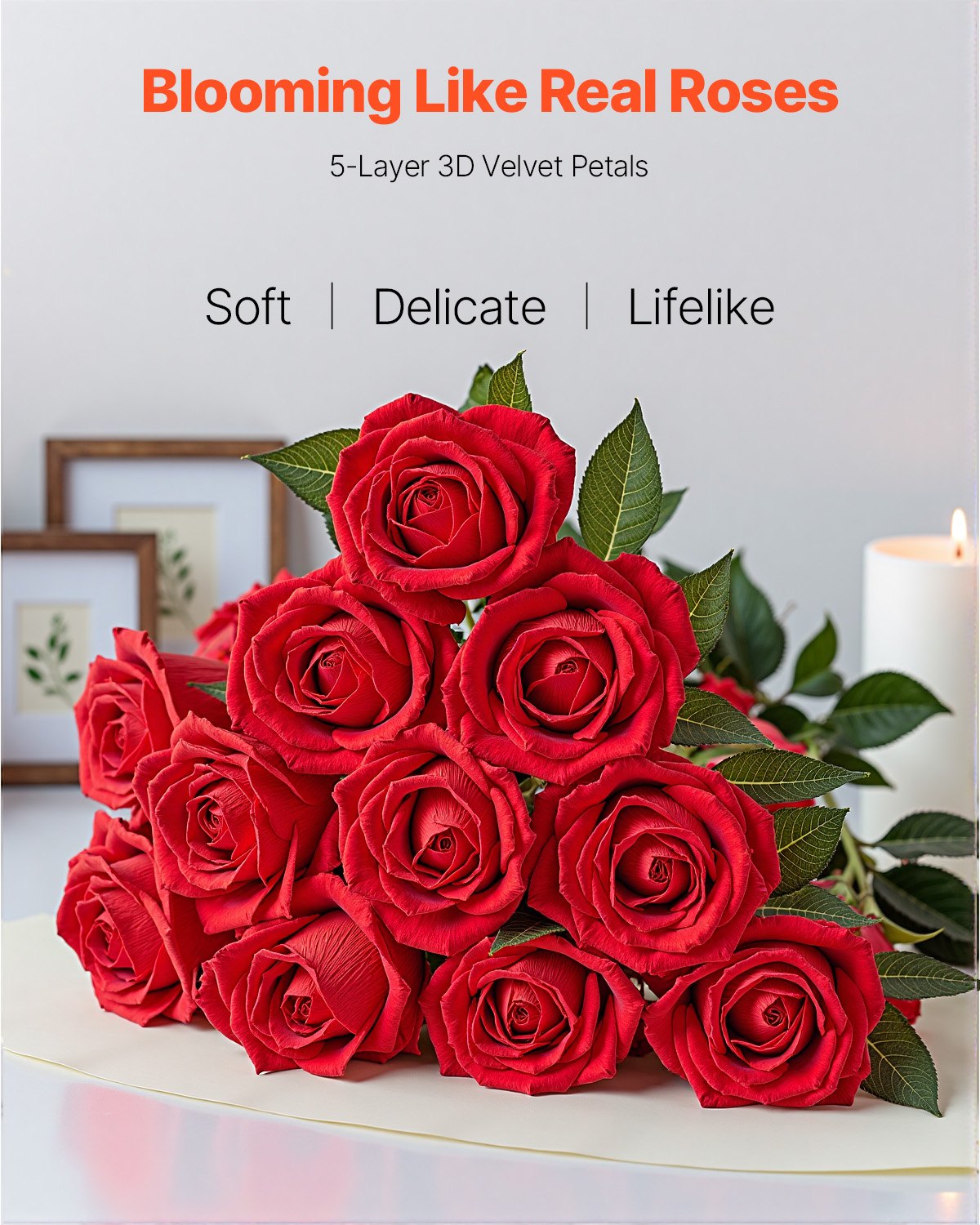 Artificial Flowers, 60pcs Red Foam Roses Stems for DIY Wedding & Home Decor