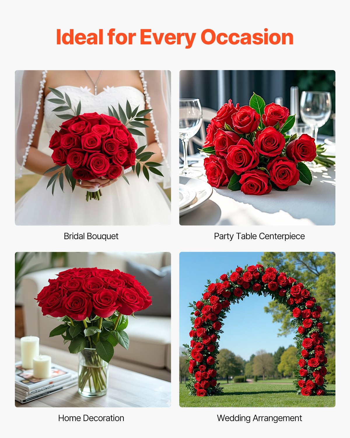 Artificial Flowers, 60pcs Red Foam Roses Stems for DIY Wedding & Home Decor