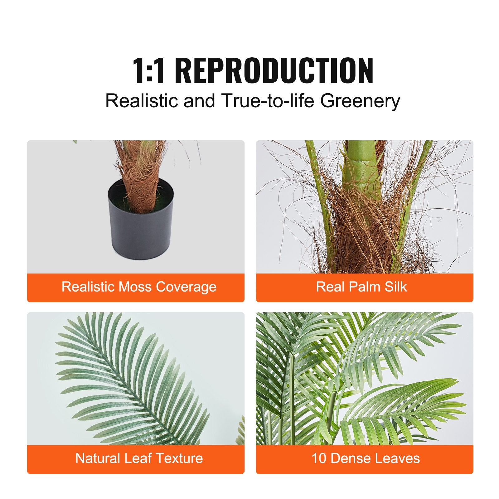 Artificial Palm Tree, 1219mm Tall Faux Plant for Indoor Outdoor Decor