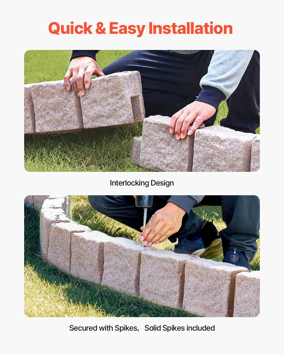 Fake Stone Landscape Edging1190 x 100 x 155mm Lawn Edging Fade-Resistant Brown