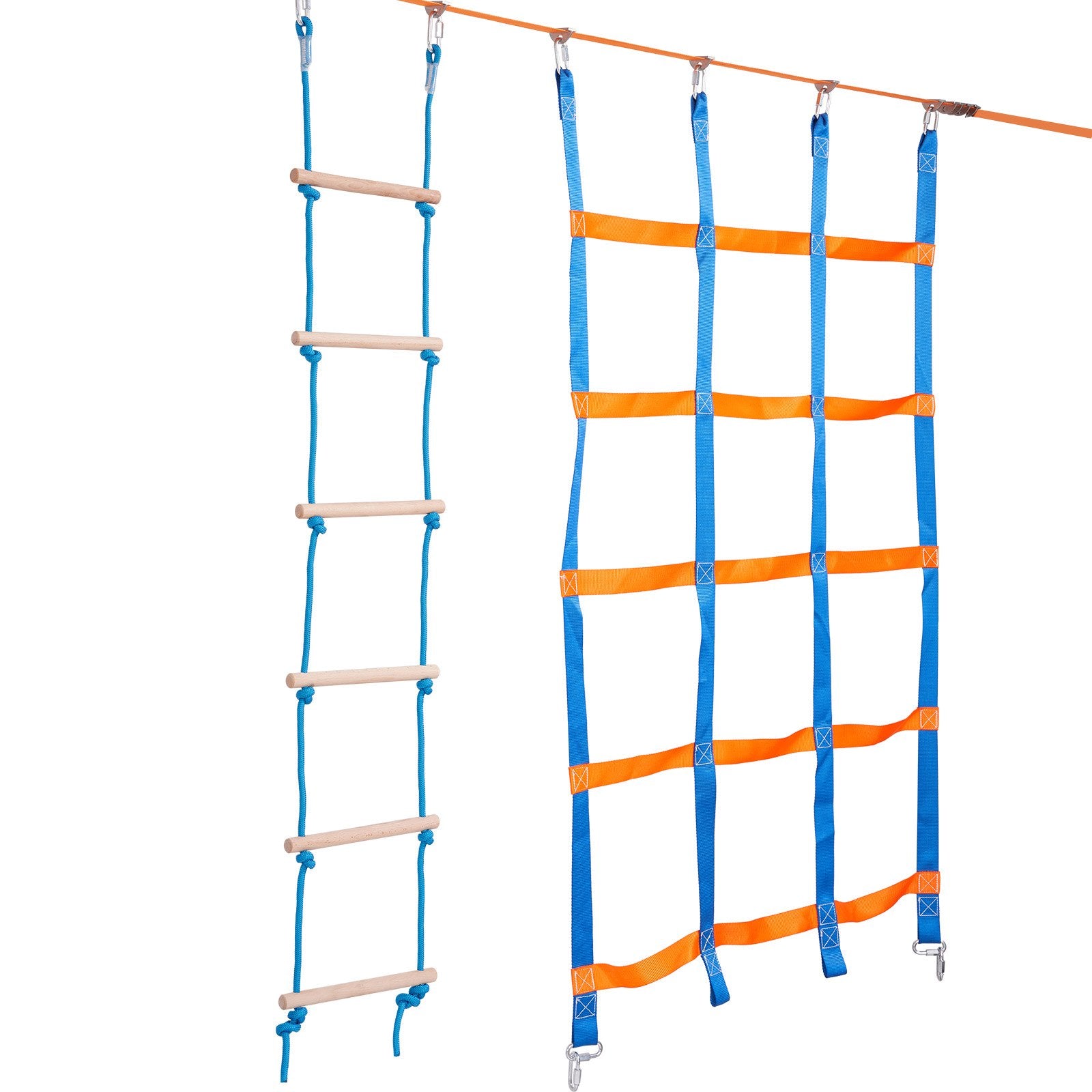 Ninja Warrior Obstacle Course for Kids, 2x17m Slacklines with 12 Obstacles