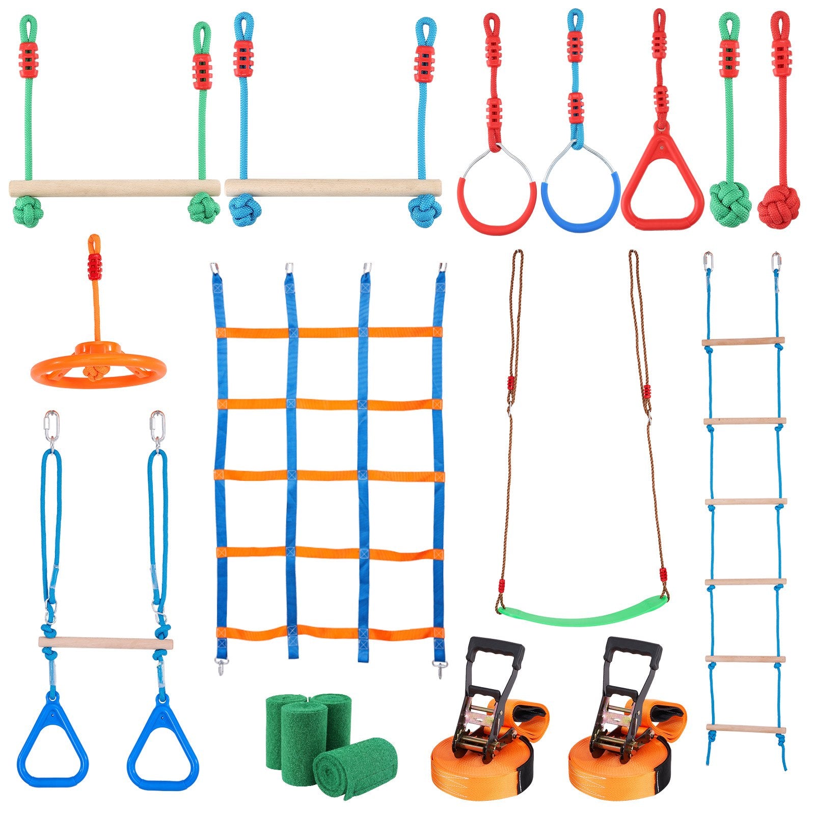 Ninja Warrior Obstacle Course for Kids 2x19.8m Slacklines 500lbs Monkey Line