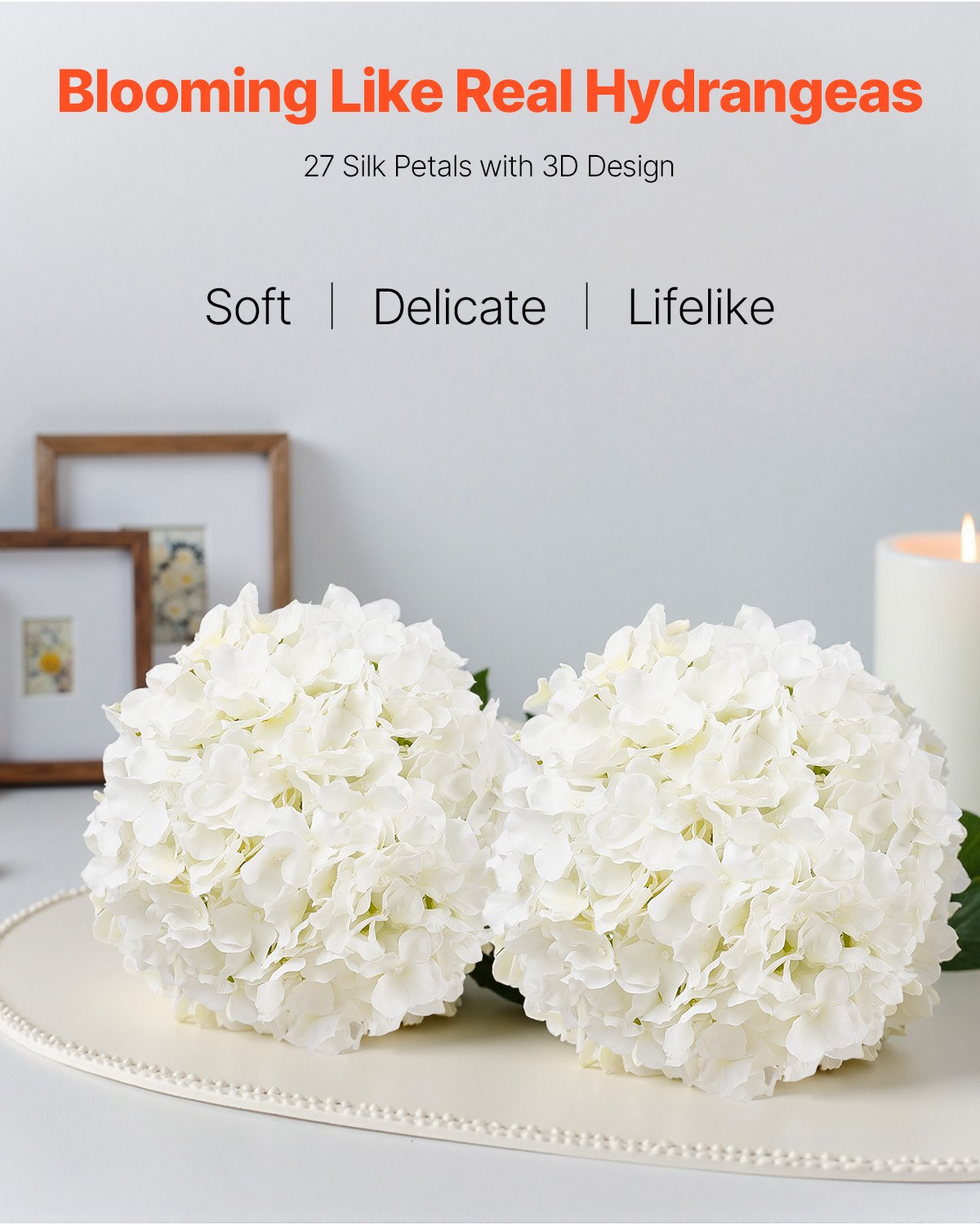 105Pcs White Silk Artificial Hydrangea Flowers for Wedding and Decor