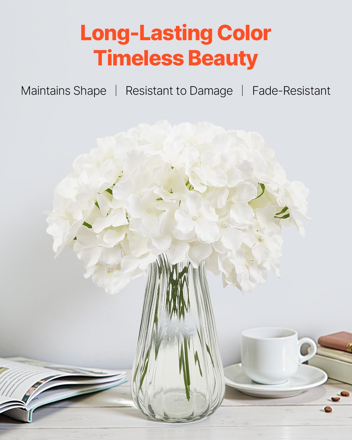 Artificial Flowers 205pcs White Silk Hydrangea Stems DIY Wedding Home Décor