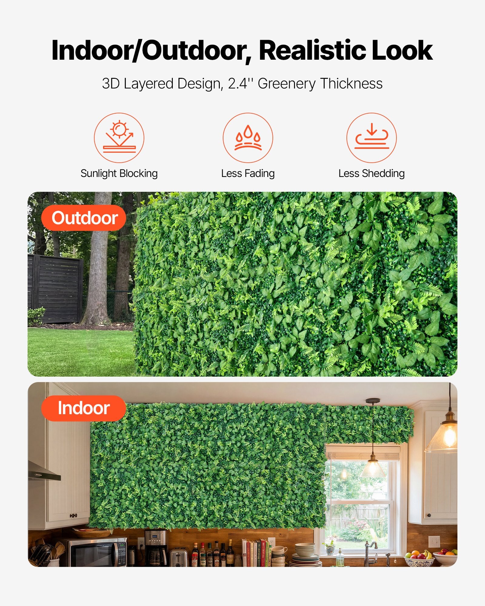 Artificial Plant Wall 4PCS 61x243.8cm Boxwood Panels Green Privacy Fence Indoor