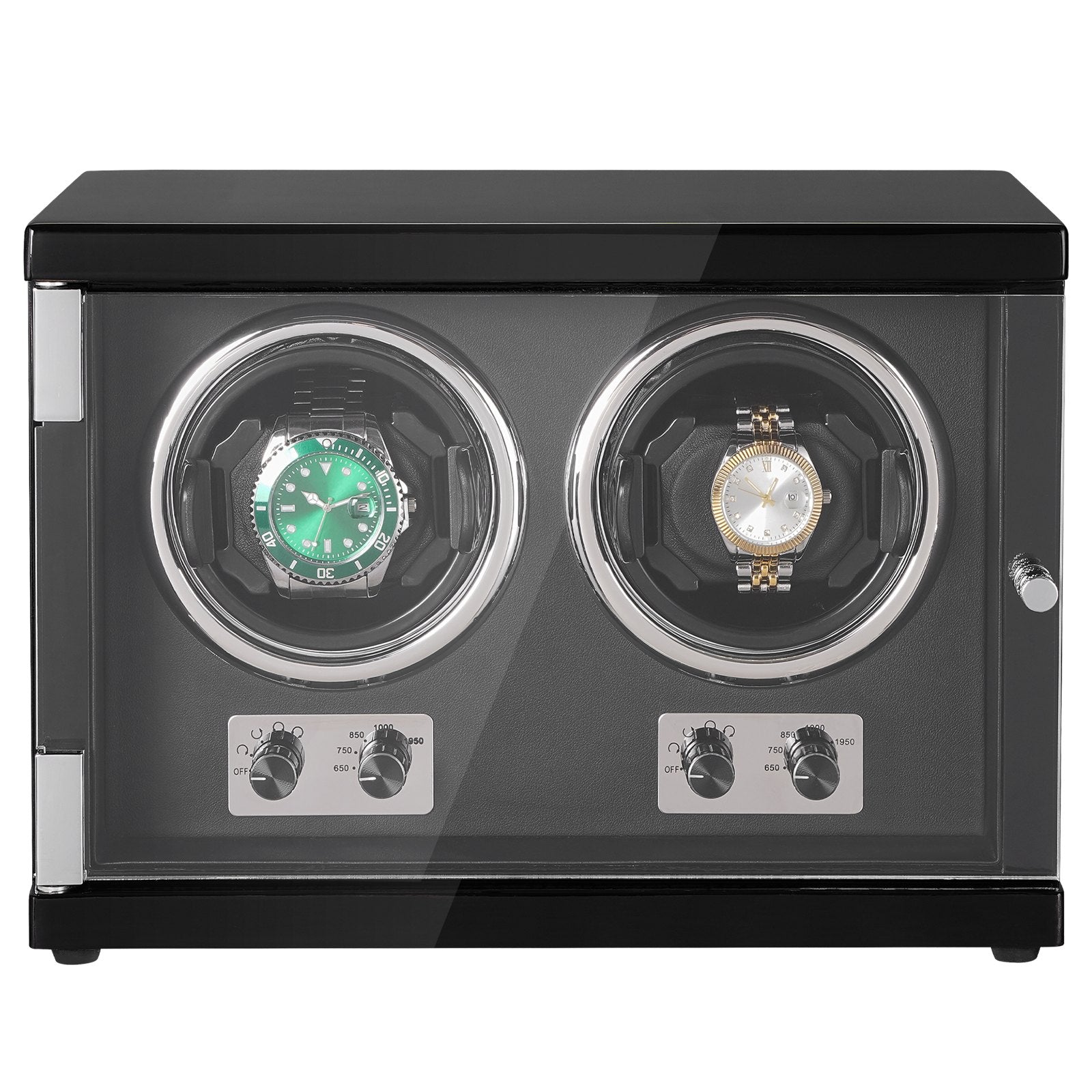 Watch Winder Dual Automatic with 2 Japanese Mabuchi Motors Blue LED Black PU