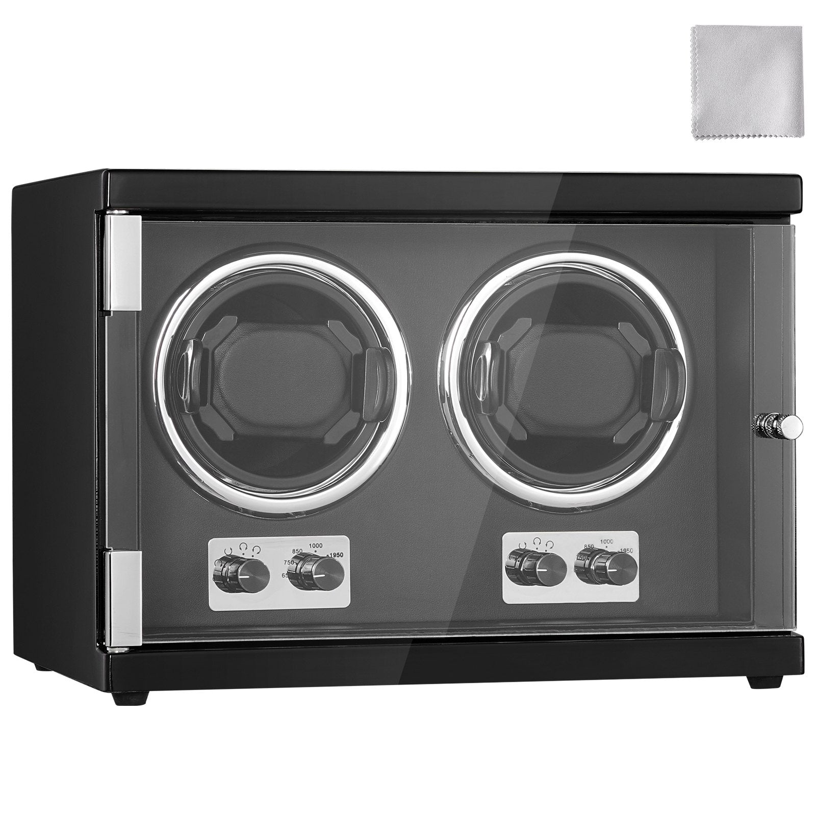 Watch Winder Dual Automatic with 2 Japanese Mabuchi Motors Blue LED Black PU