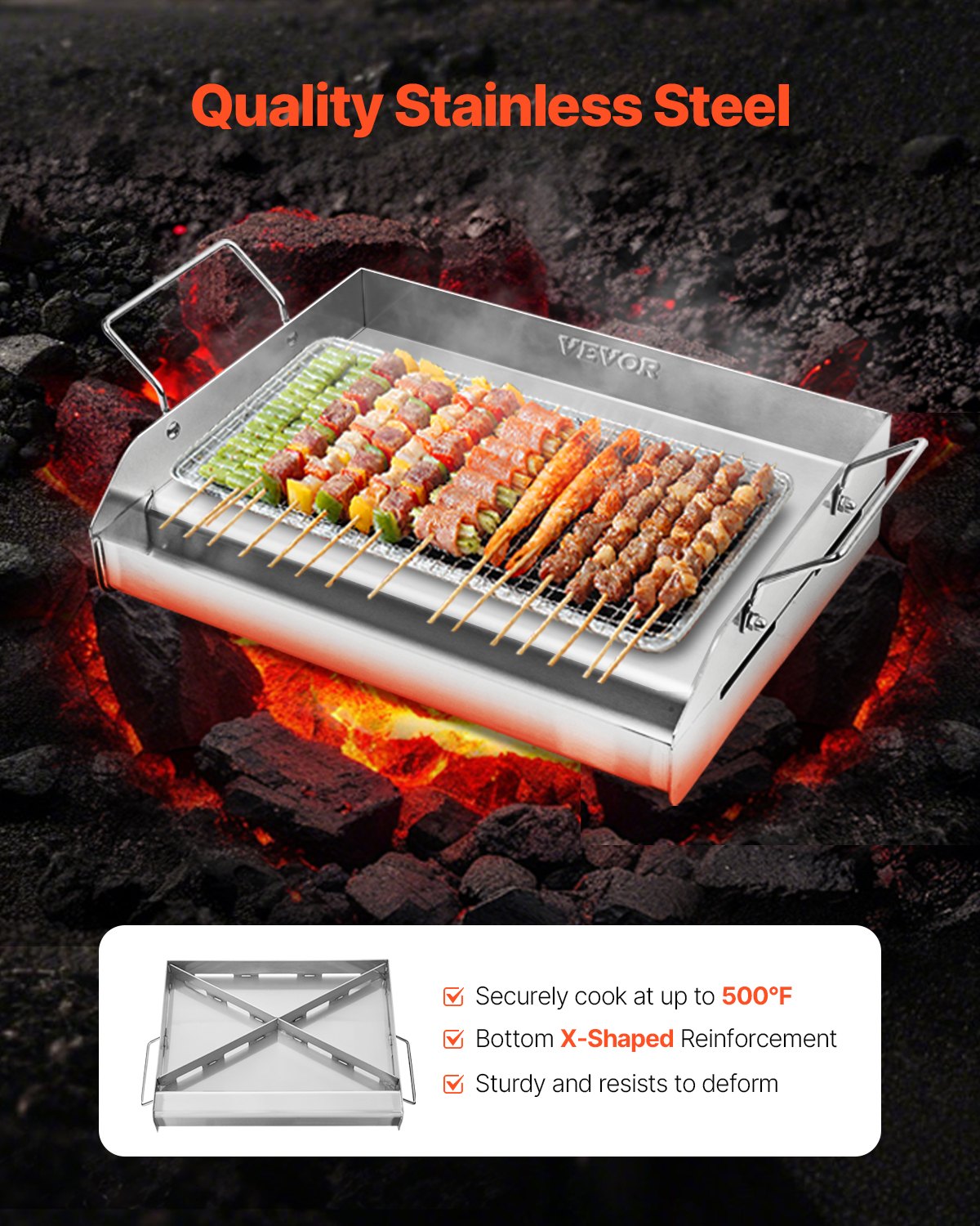Stainless Steel Griddle 17x13" Flat Top Plate Gas Grill Teppanyaki with Handle